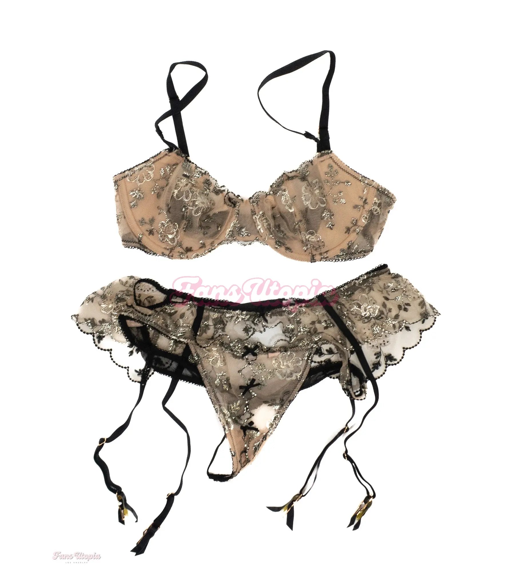 Emma Hix Nude Black Shimmery Floral Set OUTLET