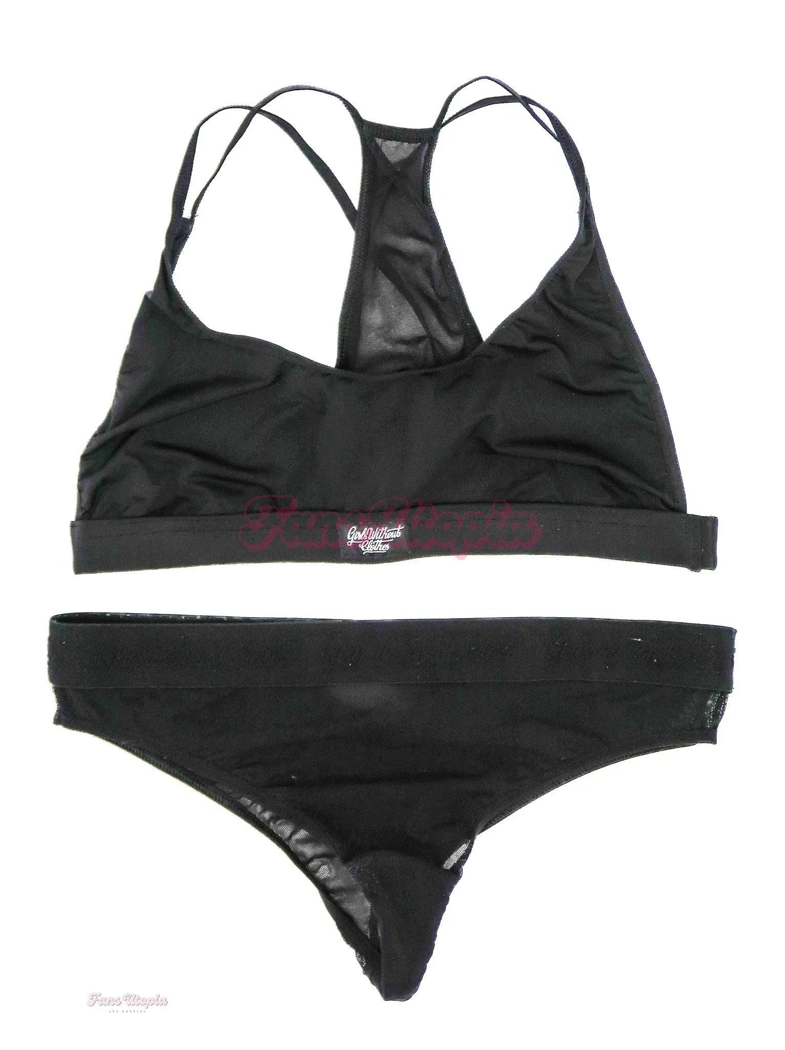Emma Magnolia Black Mesh Bra & Panty Set OUTLET