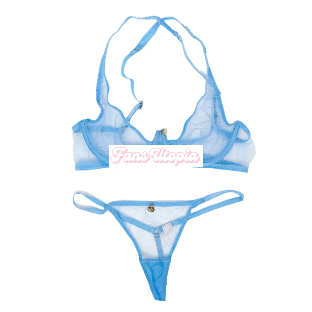 Jane Wilde Blue Mesh AP Bra & Panties Set Jane Wilde