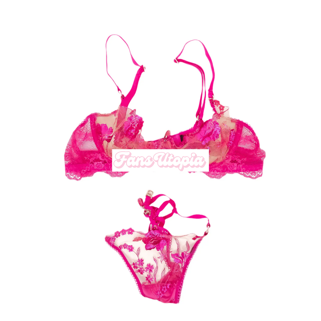 Jane Wilde Magenta HB Bra & Ripped Panties Set Jane Wilde