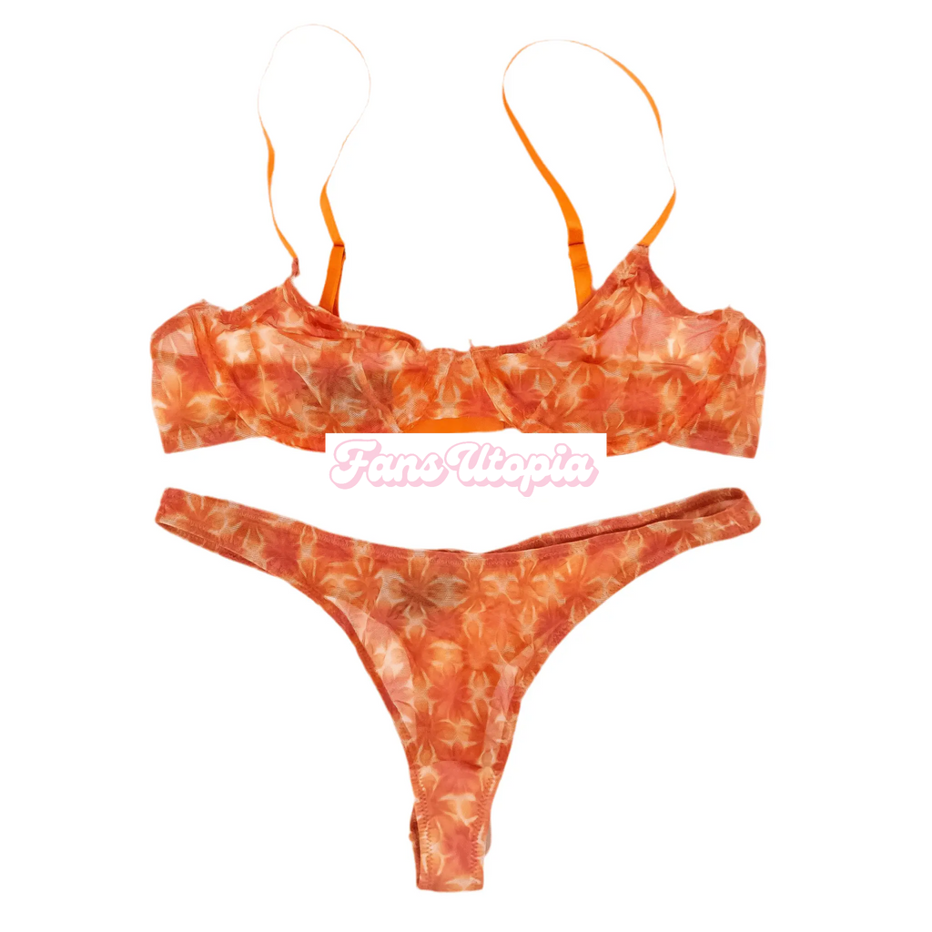 Jane Wilde Orange Mesh Bra & Panties Set Jane Wilde