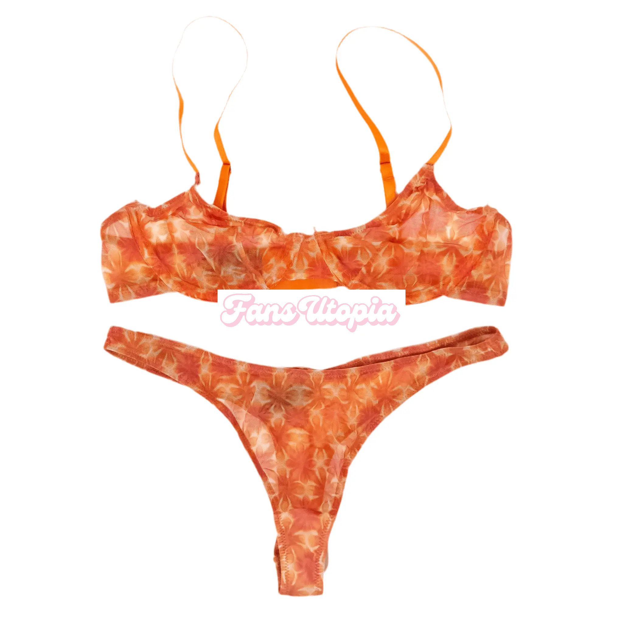 Jane Wilde Orange Mesh Bra & Panties Set Jane Wilde