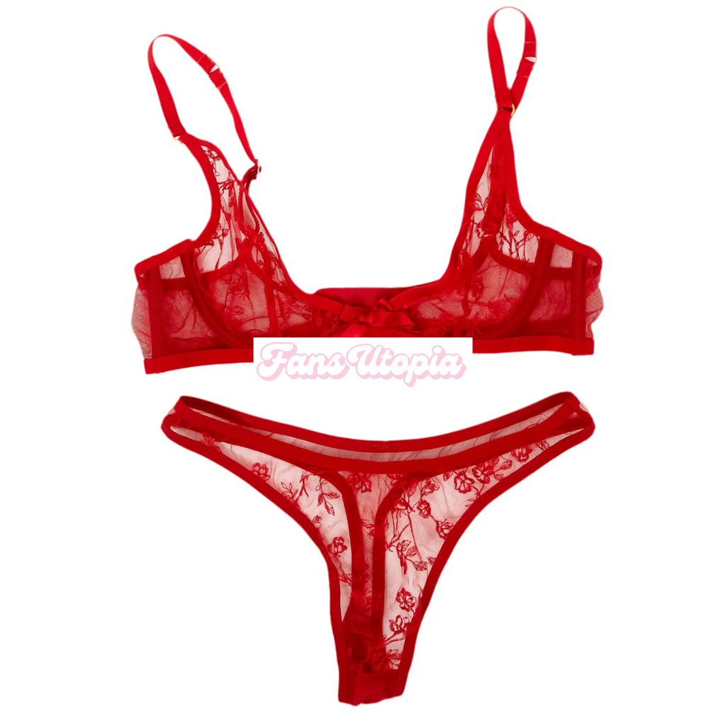 Jane Wilde Red AP Lace Bra & Panties Set Jane Wilde