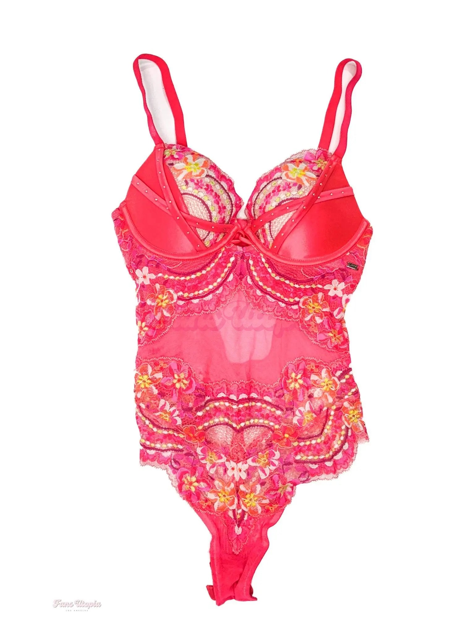 Jenna Foxx Pink Red Floral Bodysuit OUTLET
