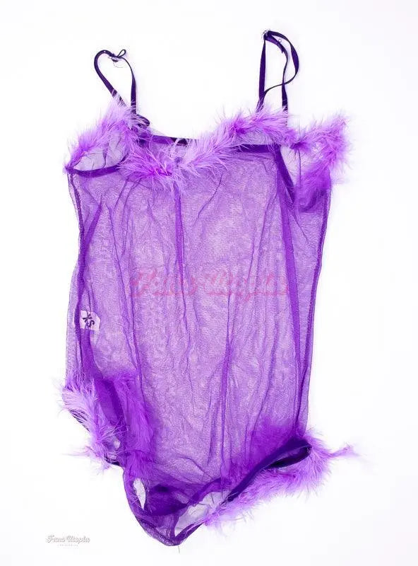 Jenna Foxx Purple Feather Bodysuit + Picture Jenna Foxx
