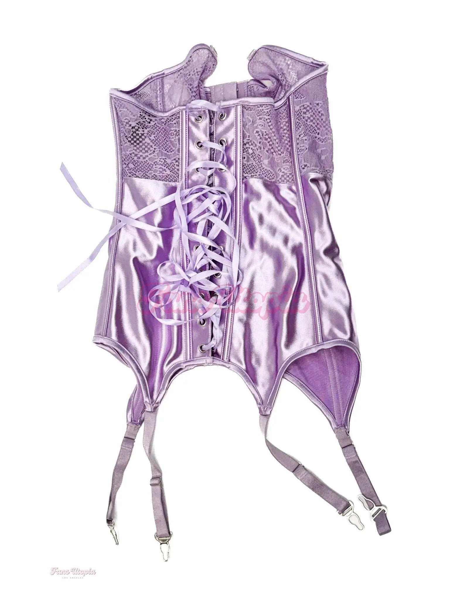 Jenna Foxx Purple Ribbon Bustier Bodysuit OUTLET