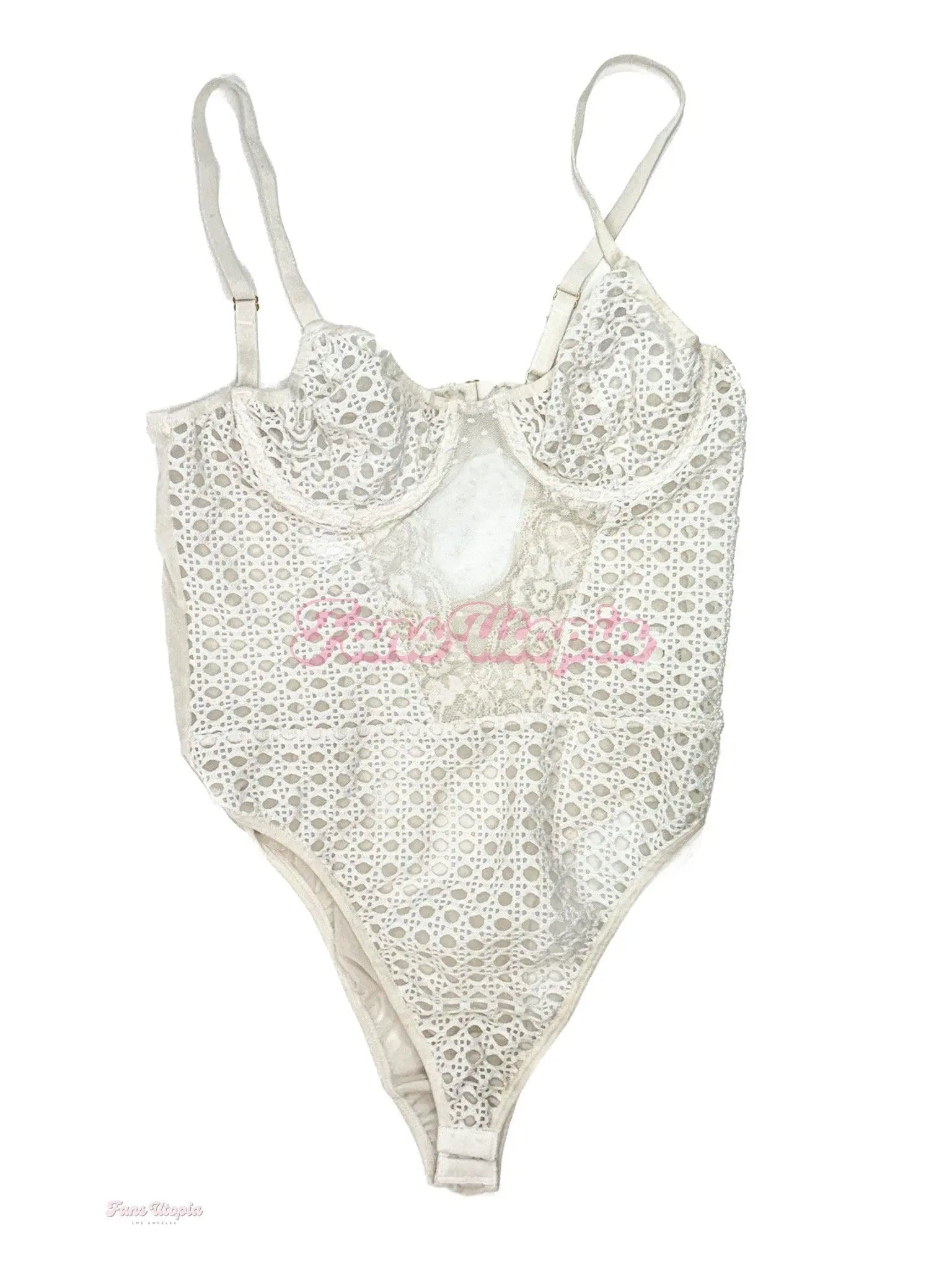 Jenna Foxx White Mesh Bodysuit OUTLET