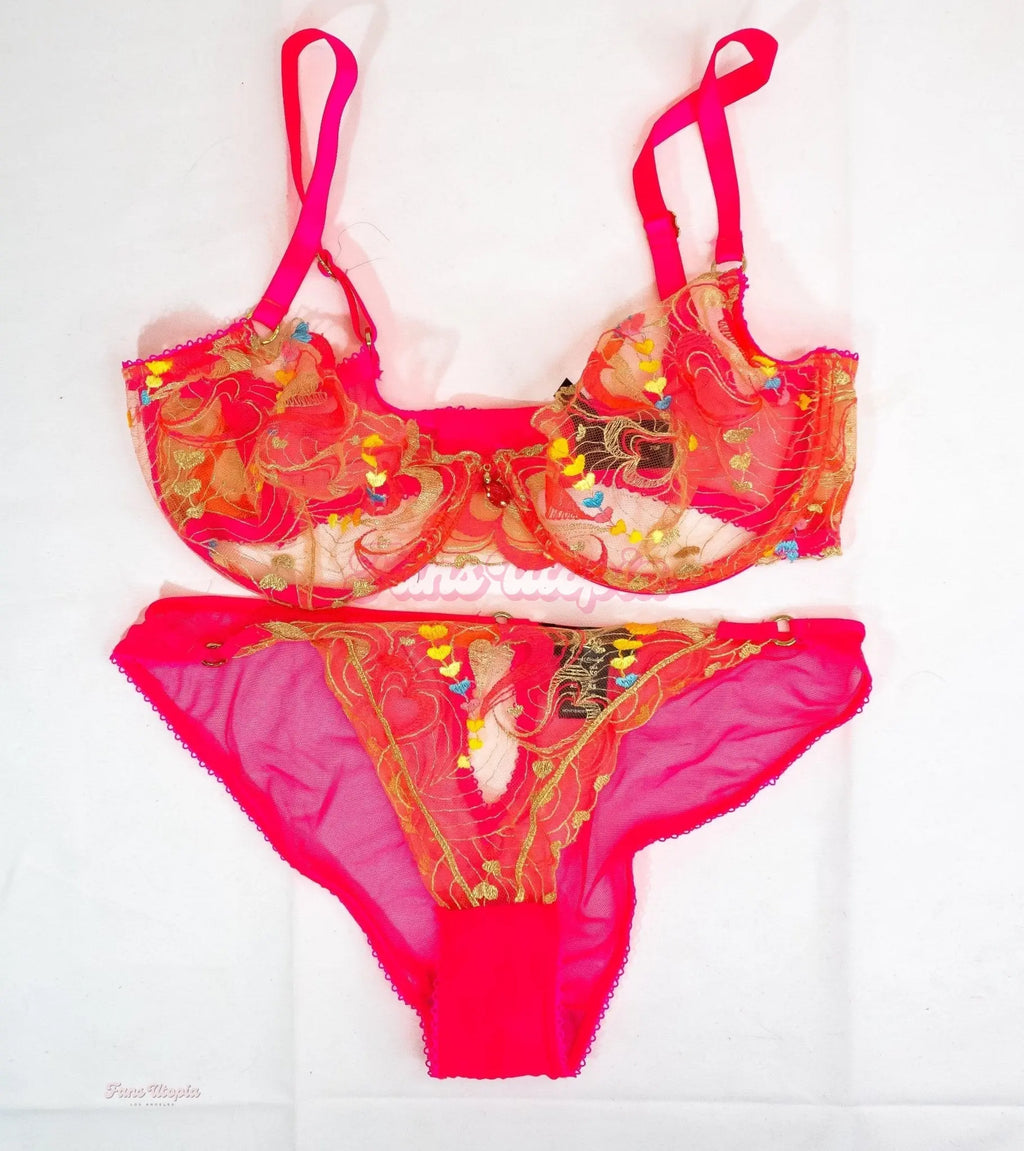 Joanna Angel Hot Pink Hearts Juicy HB Bra & Panties Set Joanna Angel