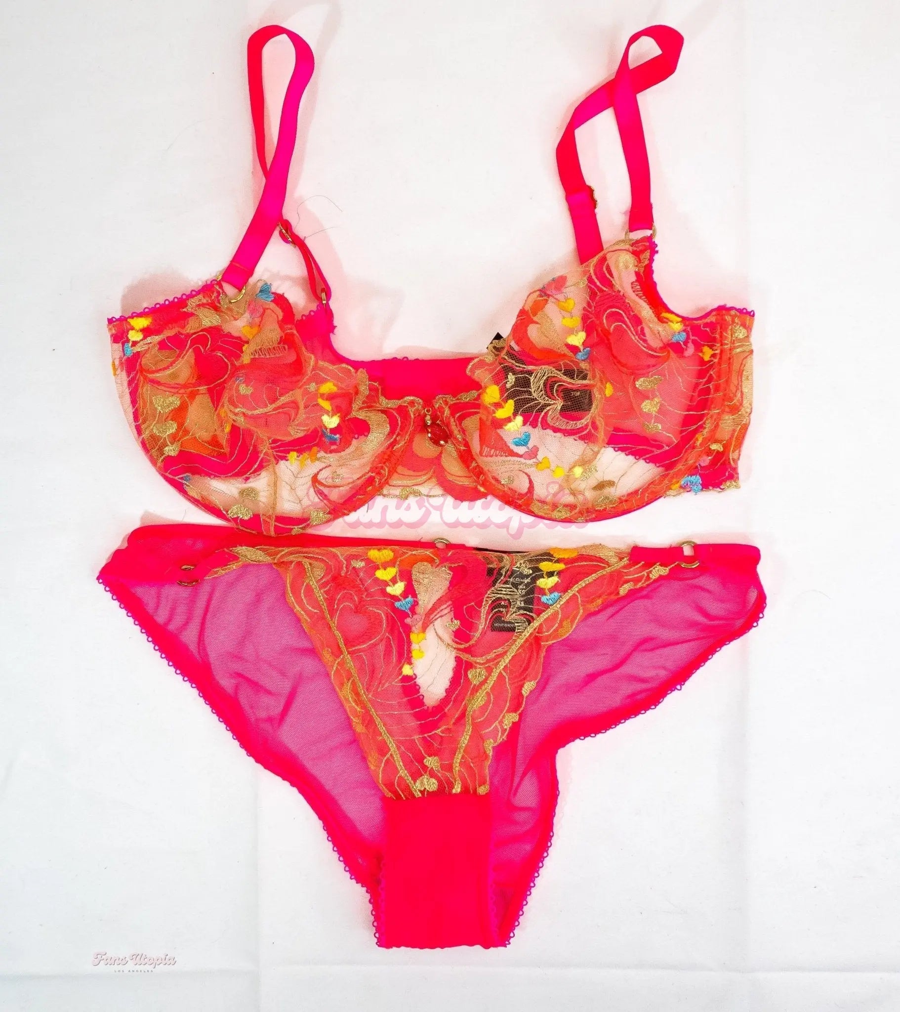 Joanna Angel Hot Pink Hearts Juicy HB Bra & Panties Set Joanna Angel