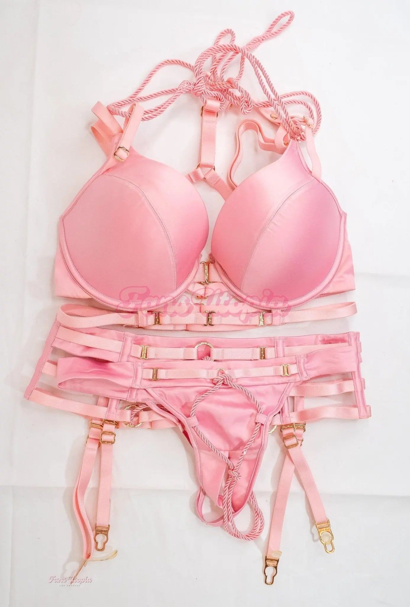 Joanna Angel Pink Rope HB Crotchless Lingerie Set Joanna Angel