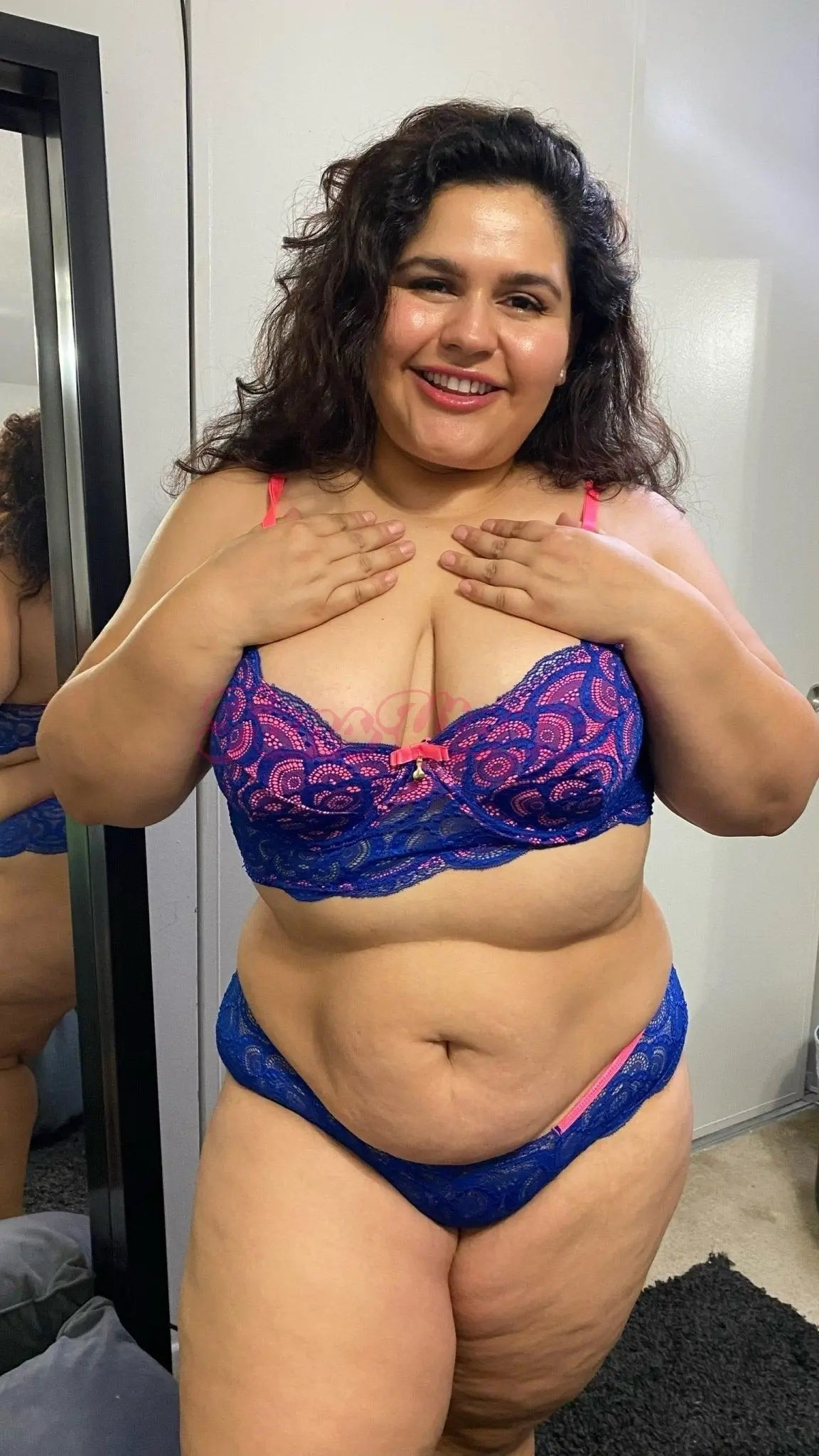 Karla Lane Blue Pink Bra & Panties + Signed Polaroid Karla Lane