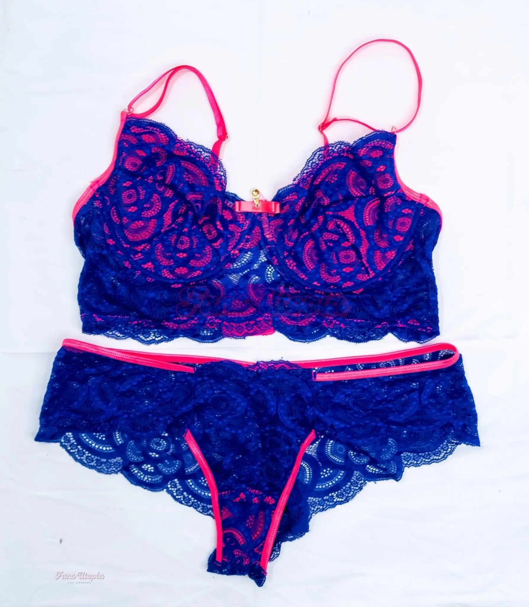 Karla Lane Blue Pink Bra & Panties + Signed Polaroid Karla Lane