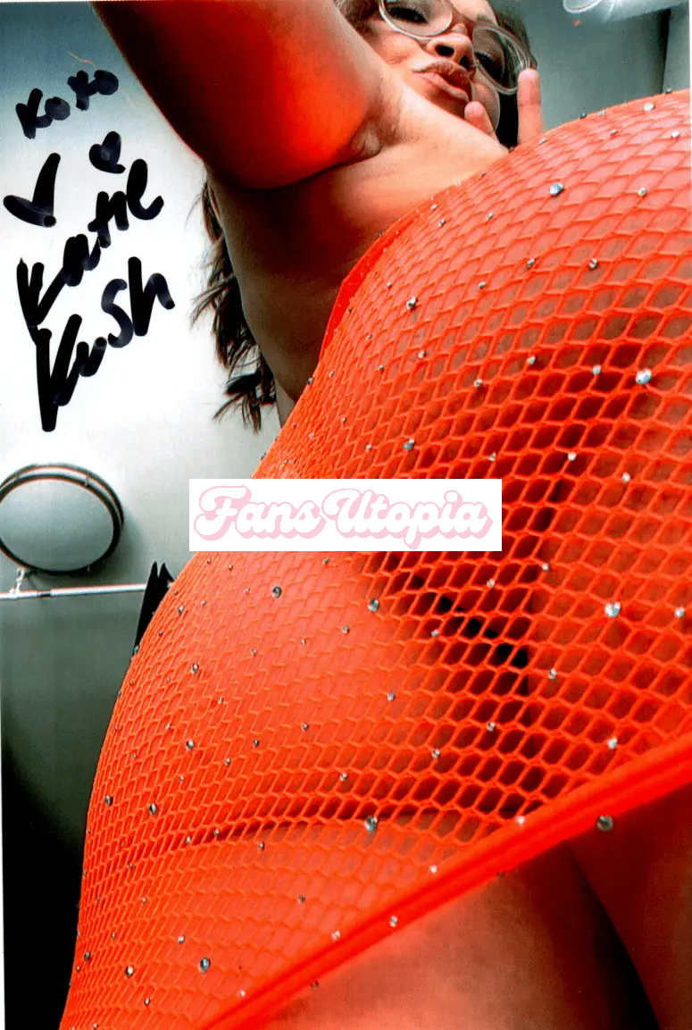 Katie Kush Neon Orange Mesh Dress + 2 Signed Photos Katie Kush