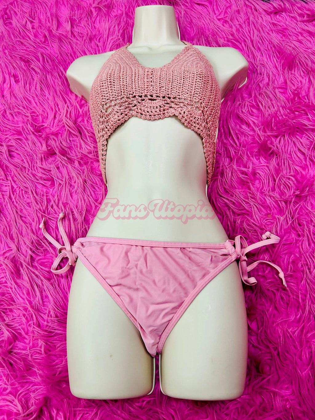 Katie Kush Pink Crochet Top & Panty Set Katie Kush