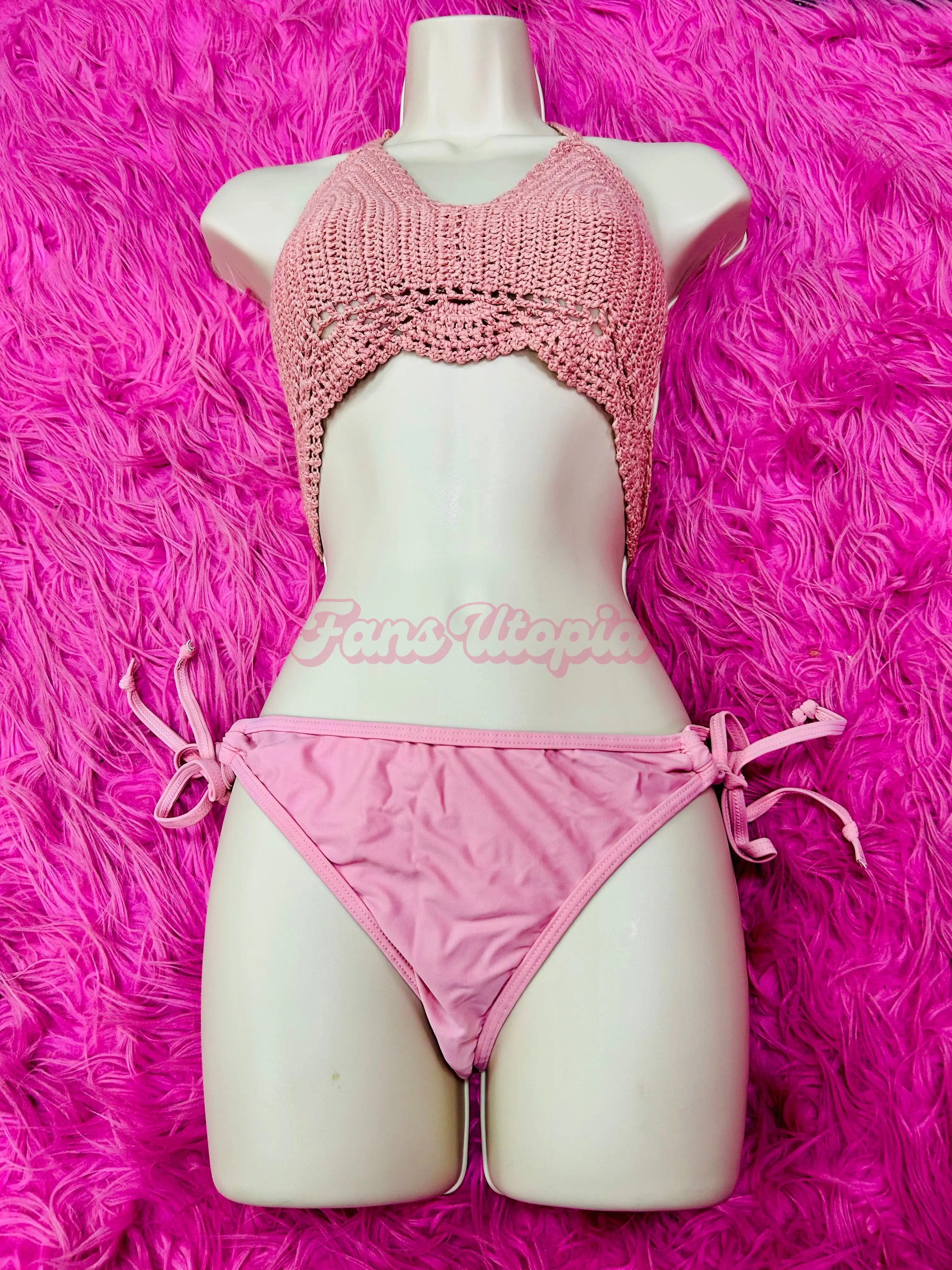 Katie Kush Pink Crochet Top & Panty Set Katie Kush
