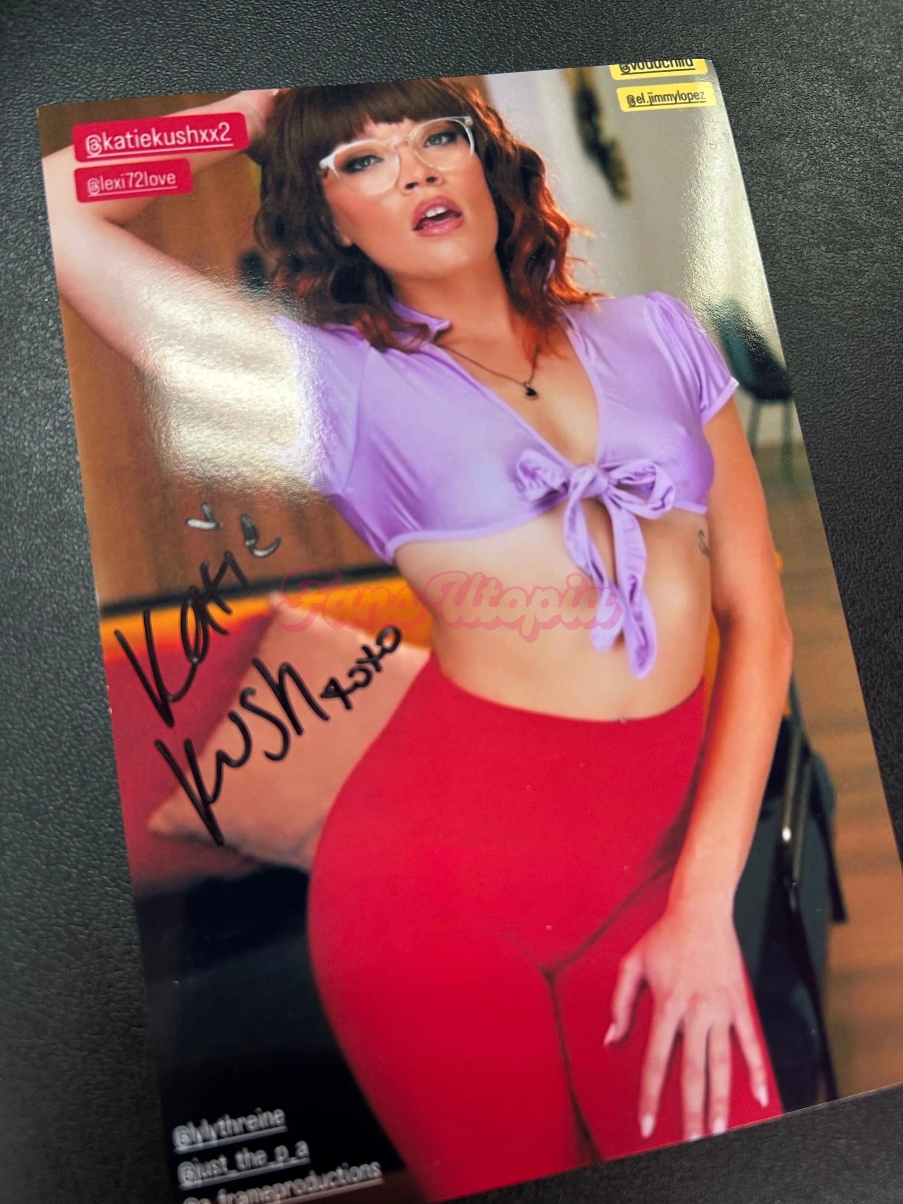 Katie Kush Purple Crop Top & Red Leggings Set Katie Kush