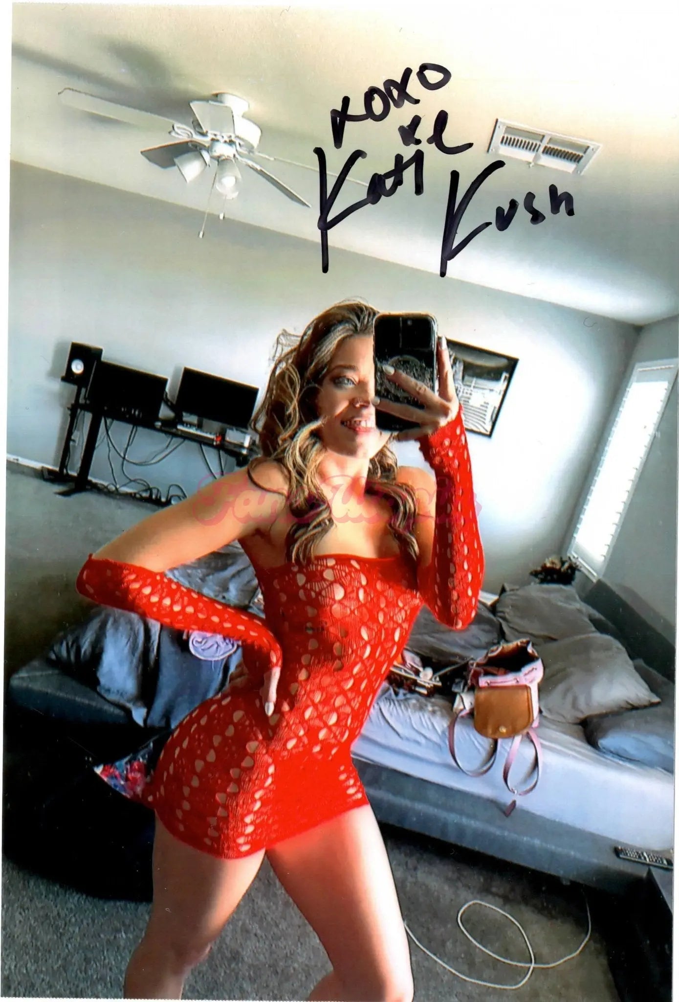 Katie Kush Red Fishnet Dress & Arm Bands Katie Kush