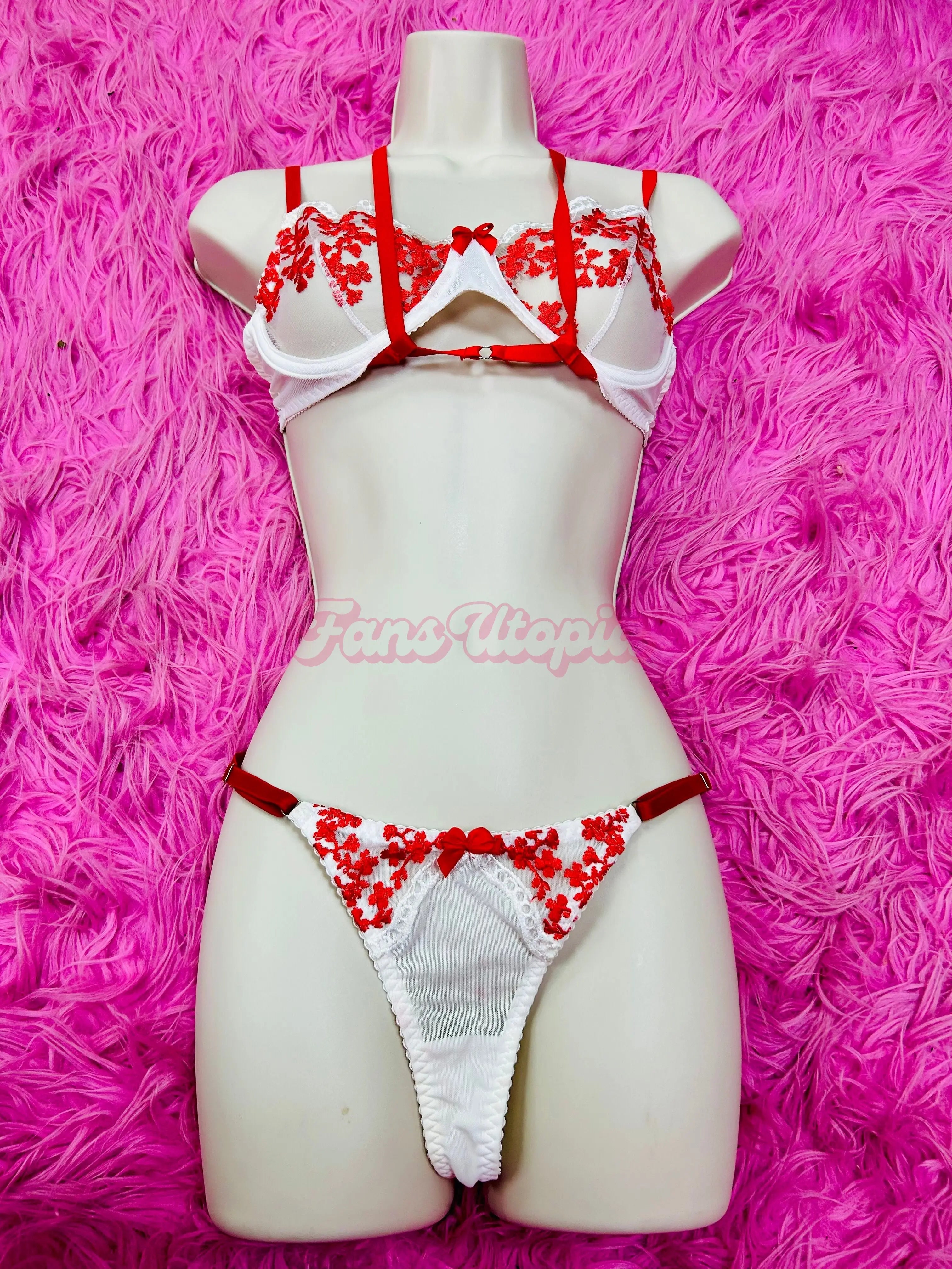 Katie Kush Red Floral Bra & Panty Set Katie Kush