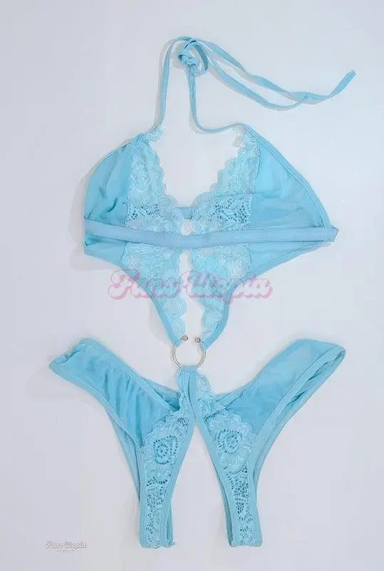 Katrina Colt Baby Blue Crotchless Lace Bodysuit Katrina Colt