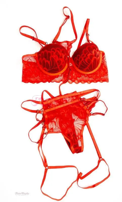 Katrina Colt Red Floral Complete Lingerie Set Katrina Colt