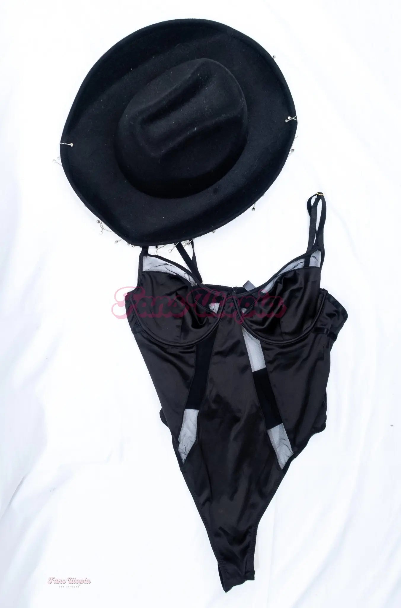 Kayley Gunner Black Bodysuit + Rhinestoone Tassle Cowboy Hat Kayley Gunner