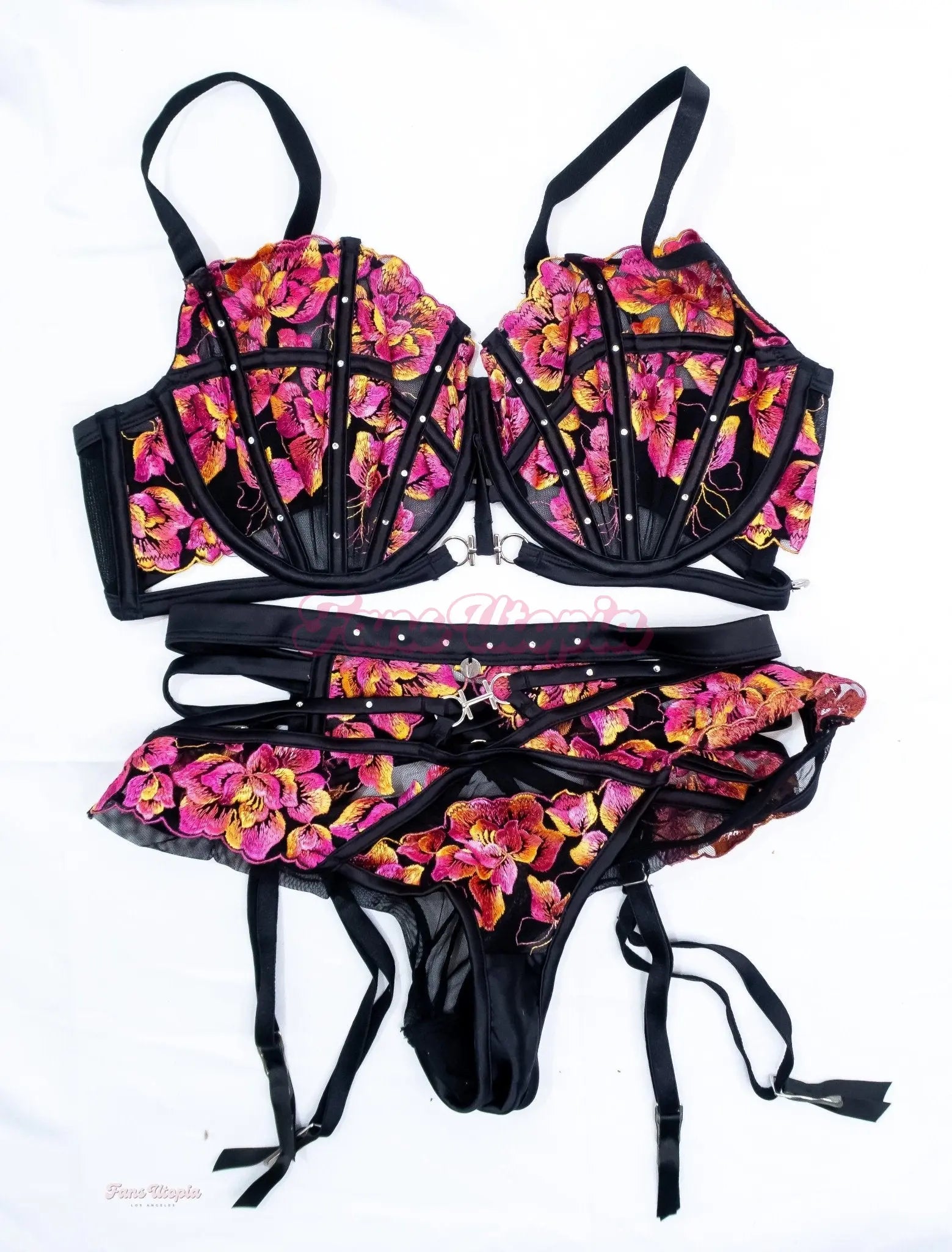 Kayley Gunner Black Floral Clamshell Lingerie Set Kayley Gunner