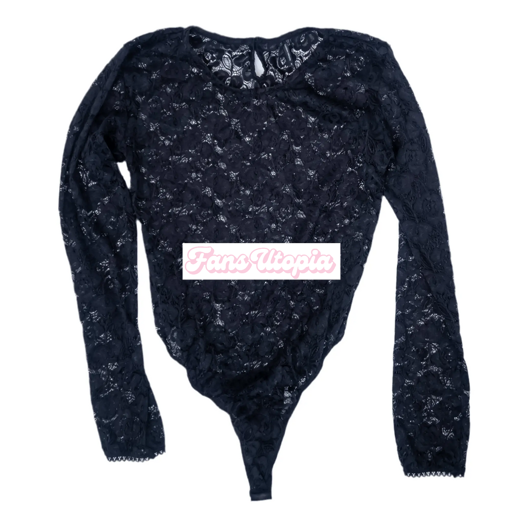 Kayley Gunner Black Lace Longsleeved Bodysuit Kayley Gunner