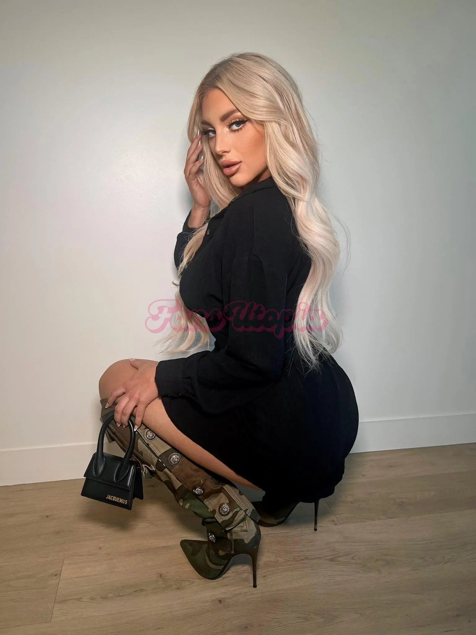 Kayley Gunner Black Linen Shirt + Camo Boots Kayley Gunner
