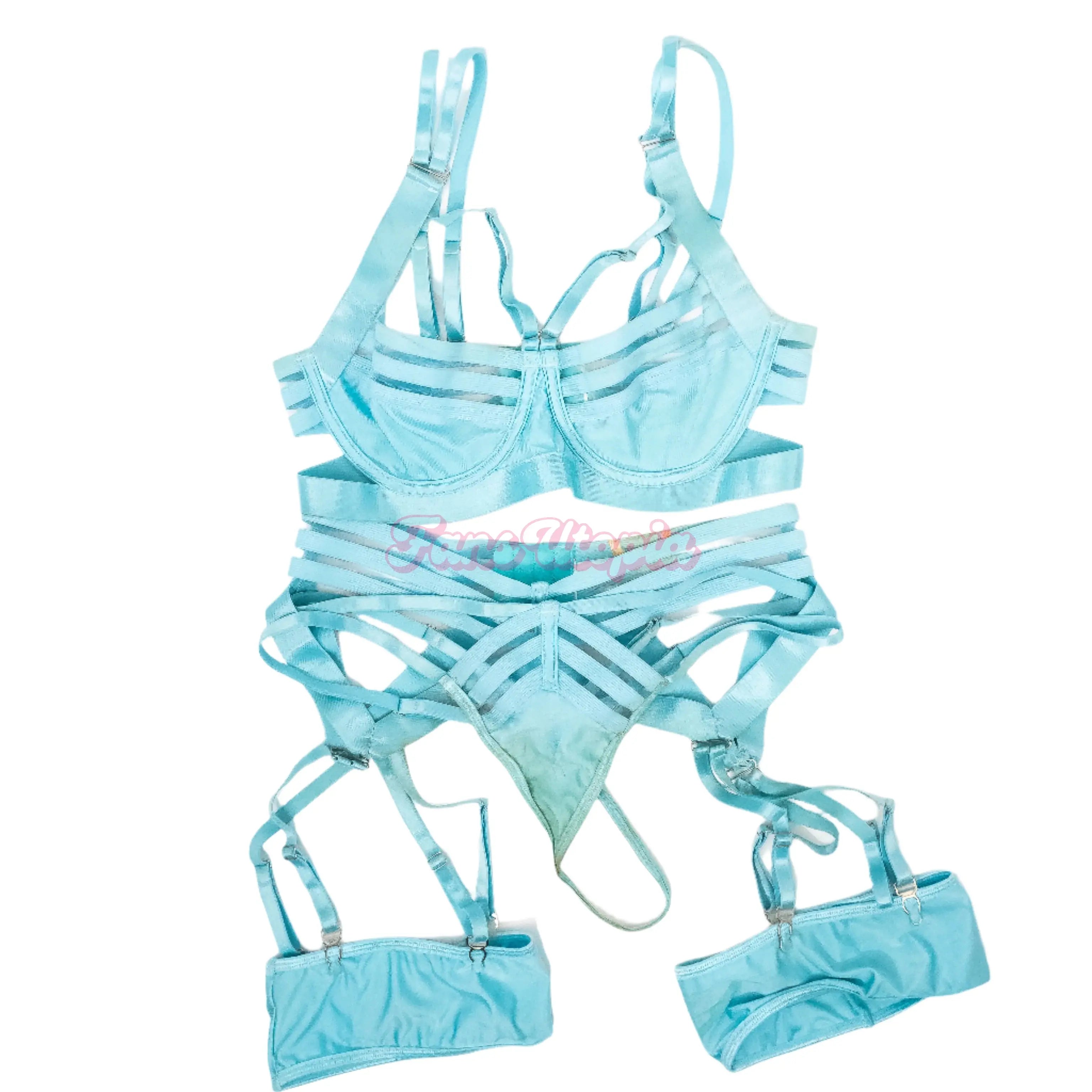 Kayley Gunner Blue Extra Juicy Strappy Lingerie Set Kayley Gunner