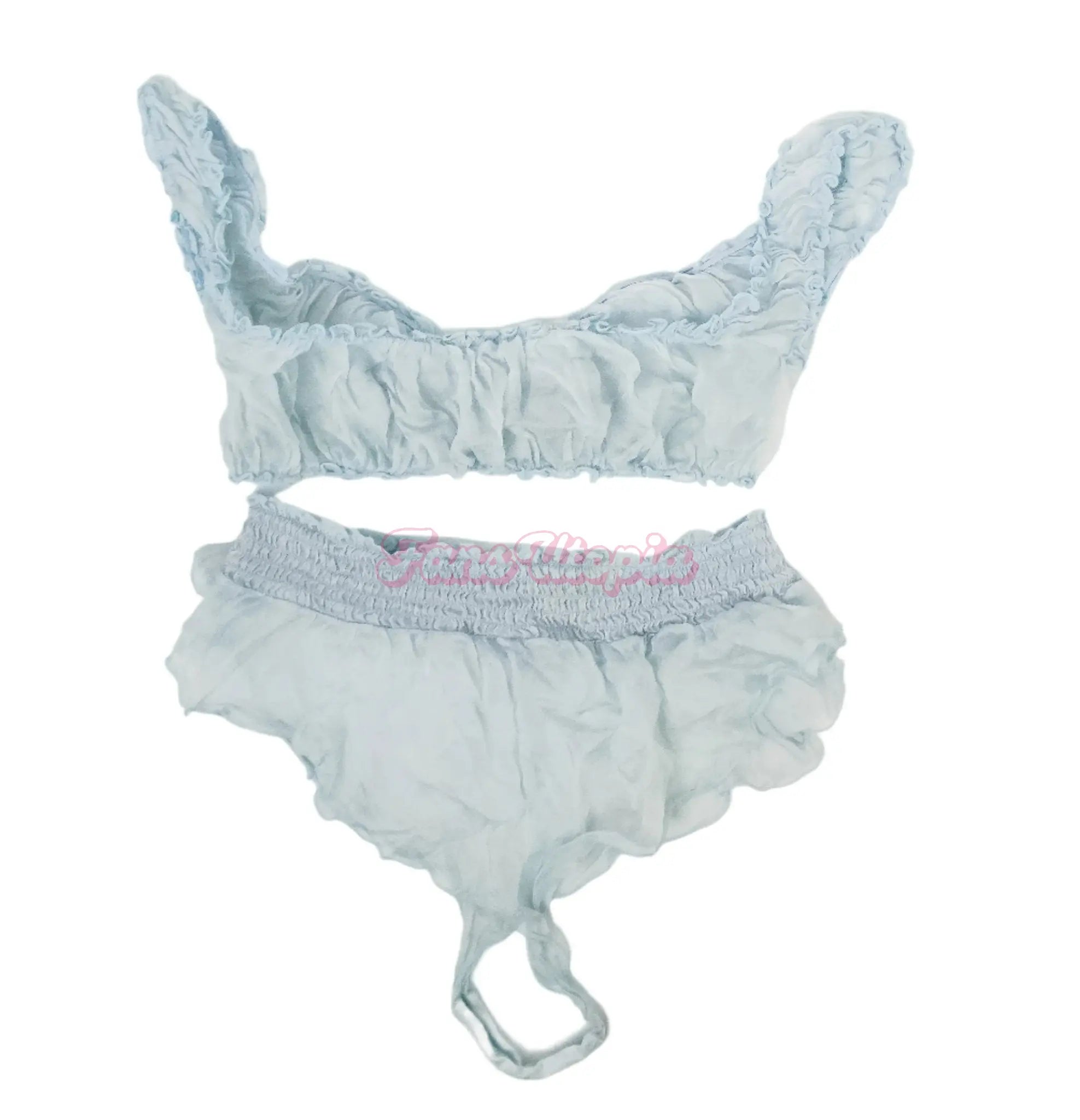 Kayley Gunner Blue Frilly Bra & Panties Kayley Gunner