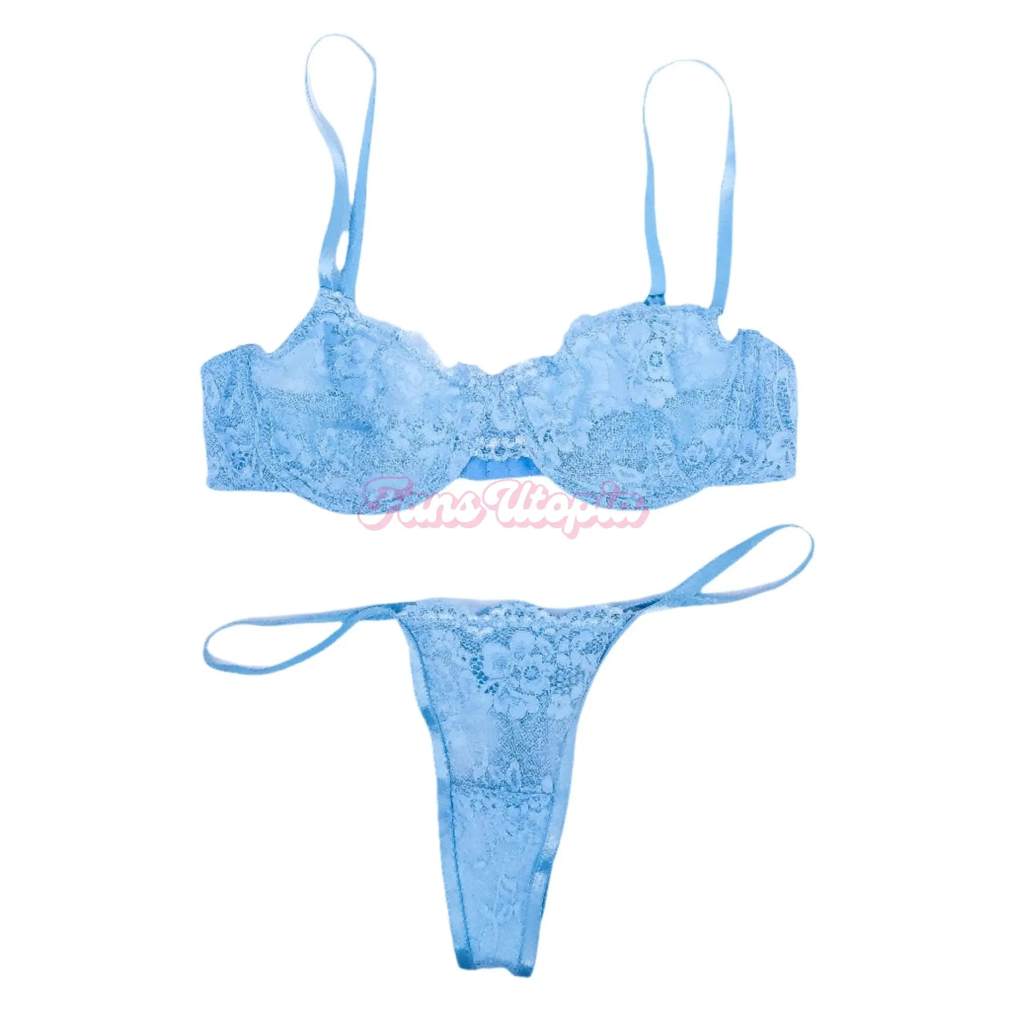 Kayley Gunner Blue Lace Bra & Panties Set + Cowboy Hat Kayley Gunner