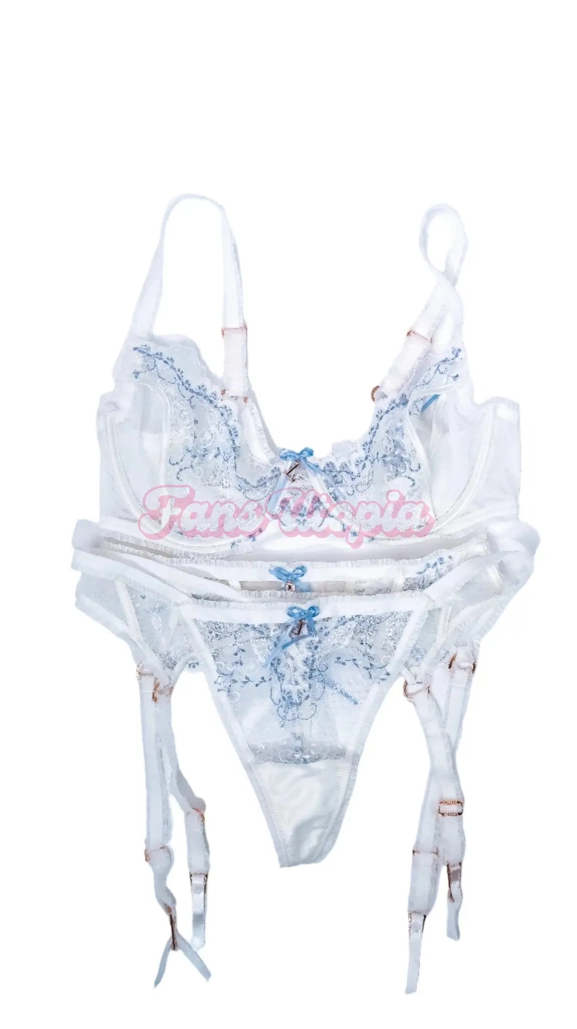 Kayley Gunner Blue White Lace Lingerie Set Kayley Gunner