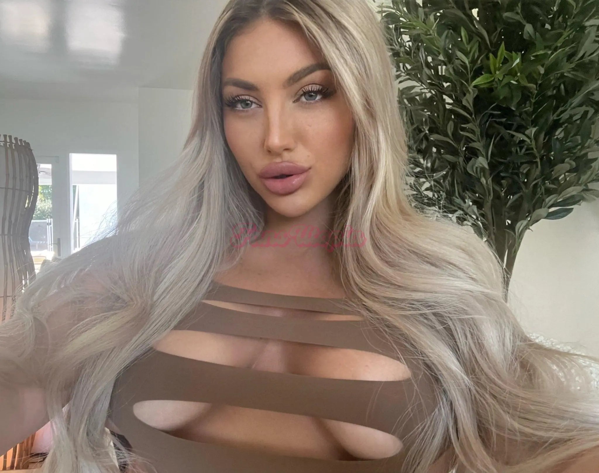 Kayley Gunner Brown Bodysuit with Leg Straps Kayley Gunner
