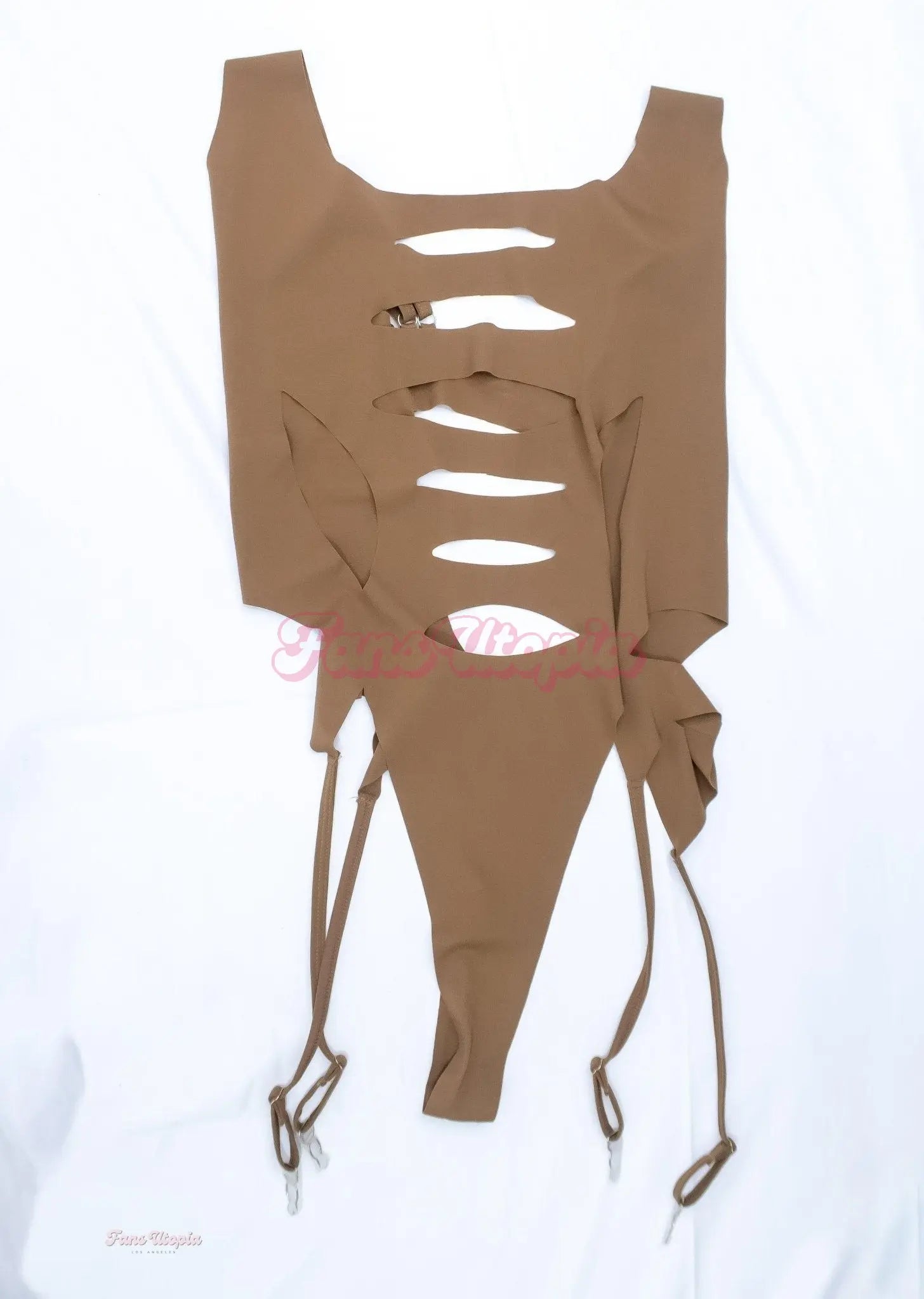 Kayley Gunner Brown Bodysuit with Leg Straps Kayley Gunner