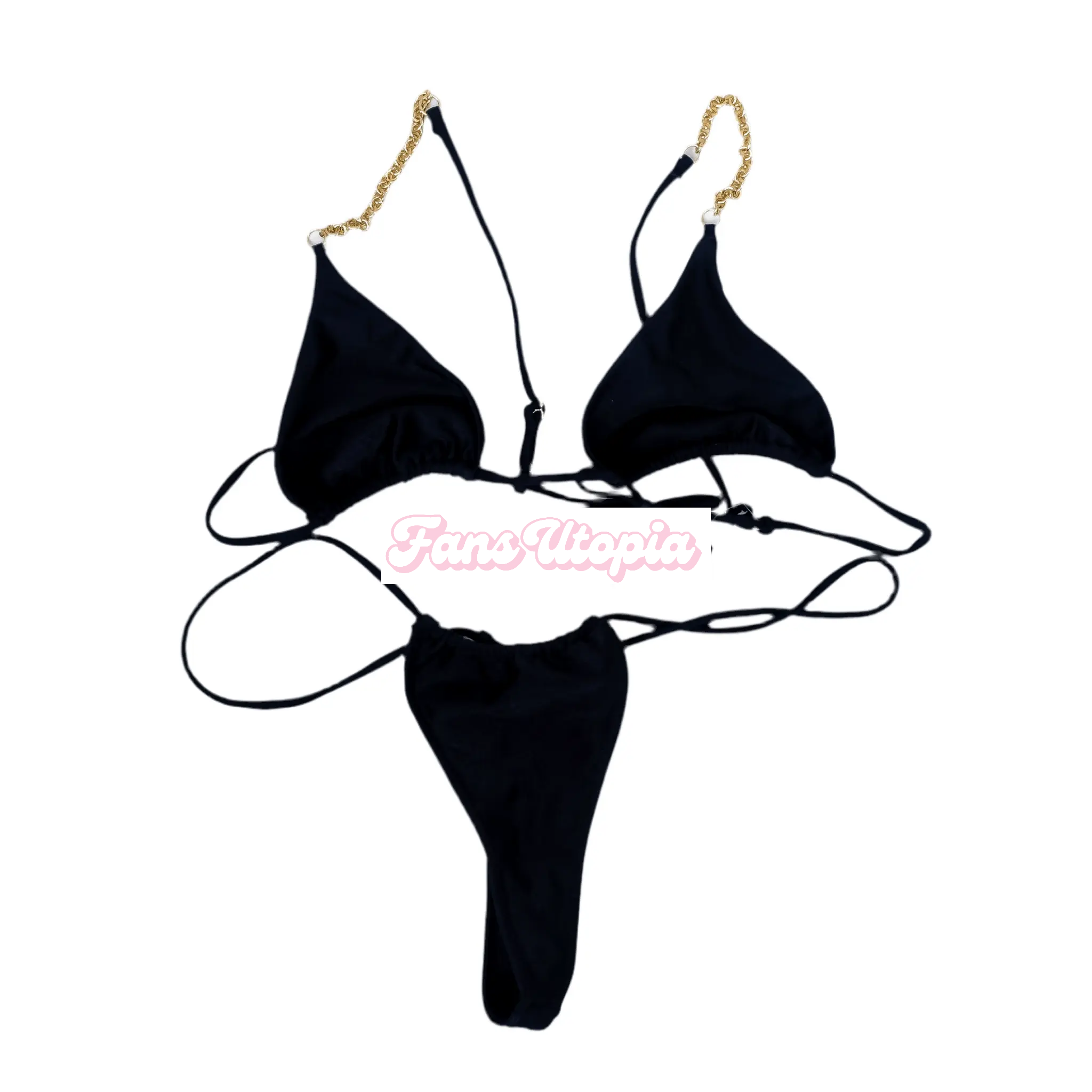 Kayley Gunner Gold Chain Black Bikini Kayley Gunner
