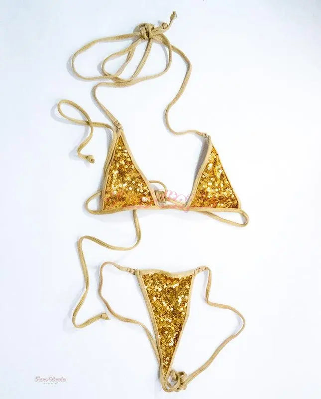 Kayley Gunner Gold Sandy String Bikini with Pearl Outfit Kayley Gunner