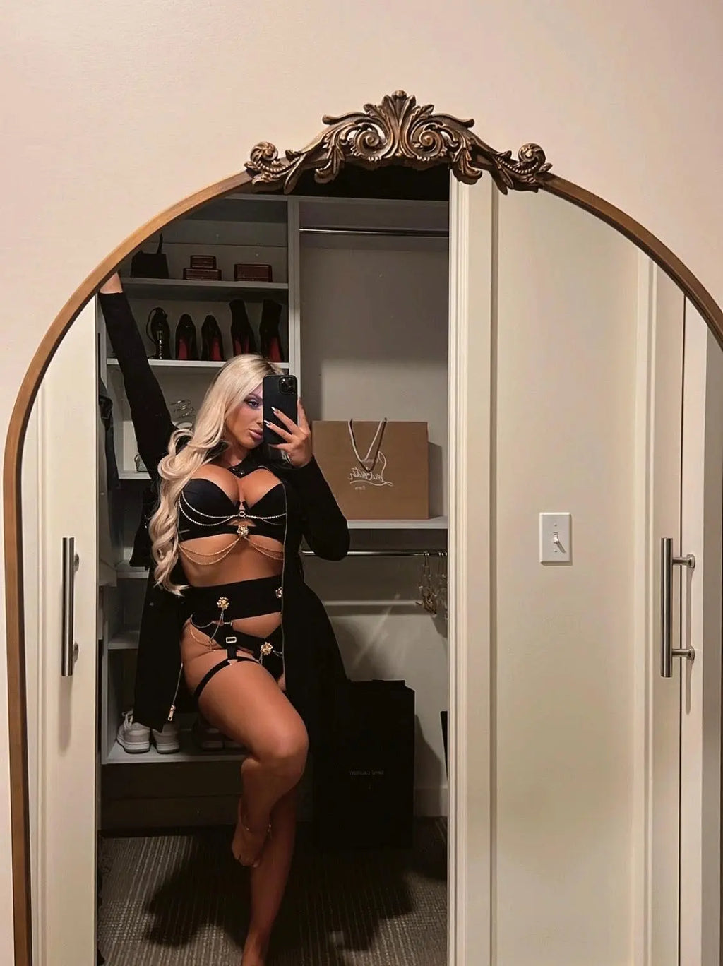 Kayley Gunner HB Black Floral Chain Lingerie Set Kayley Gunner