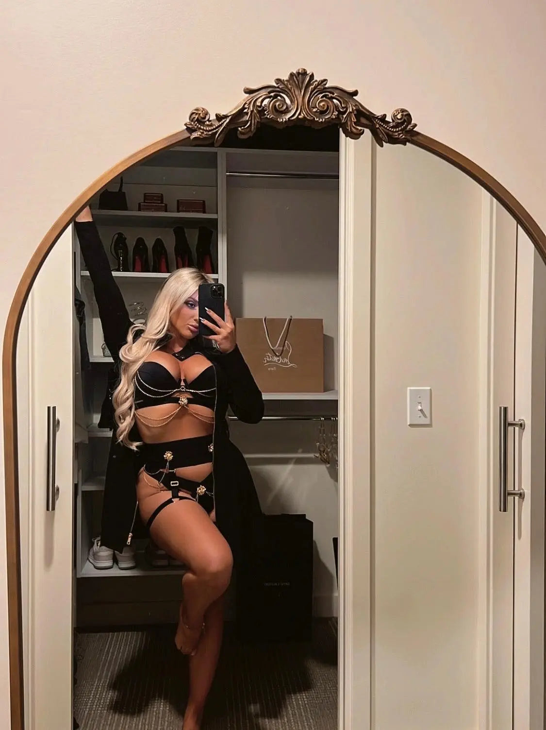 Kayley Gunner HB Black Floral Chain Lingerie Set Kayley Gunner