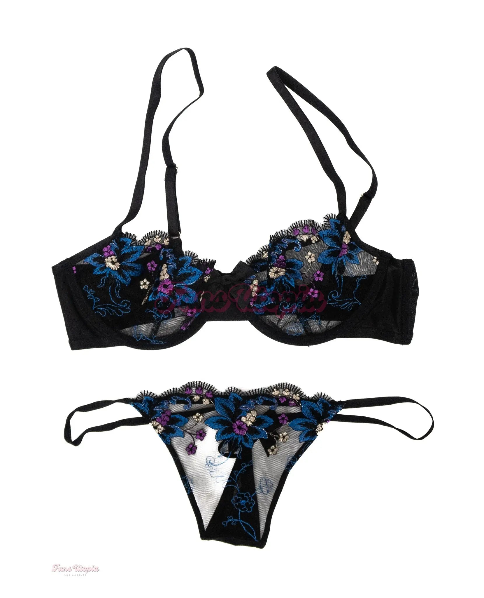 Kendra Spade Savage X Black Blue Flower Bra & Panty Set Kendra Spade