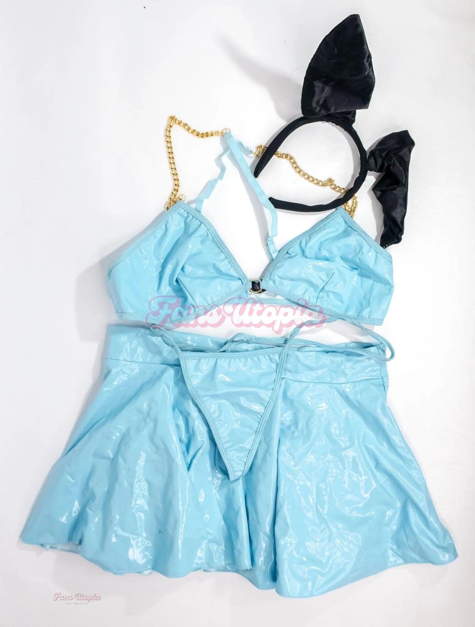 Kiki Klout Blue Vinyl Sexy Bunny Outfit Kiki Klout