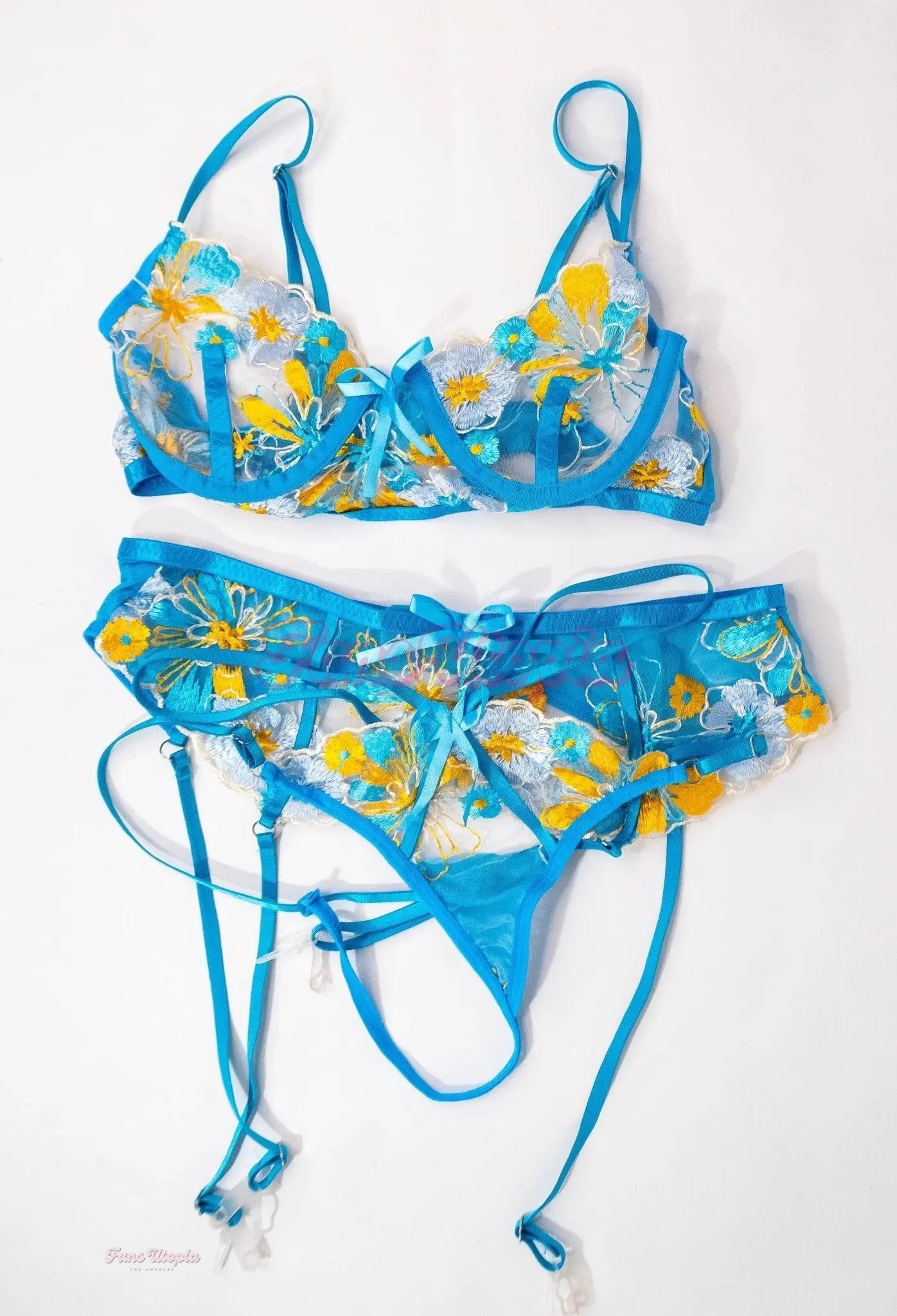 Kiki Klout Blue Yellow Flower Lingerie Set Kiki Klout