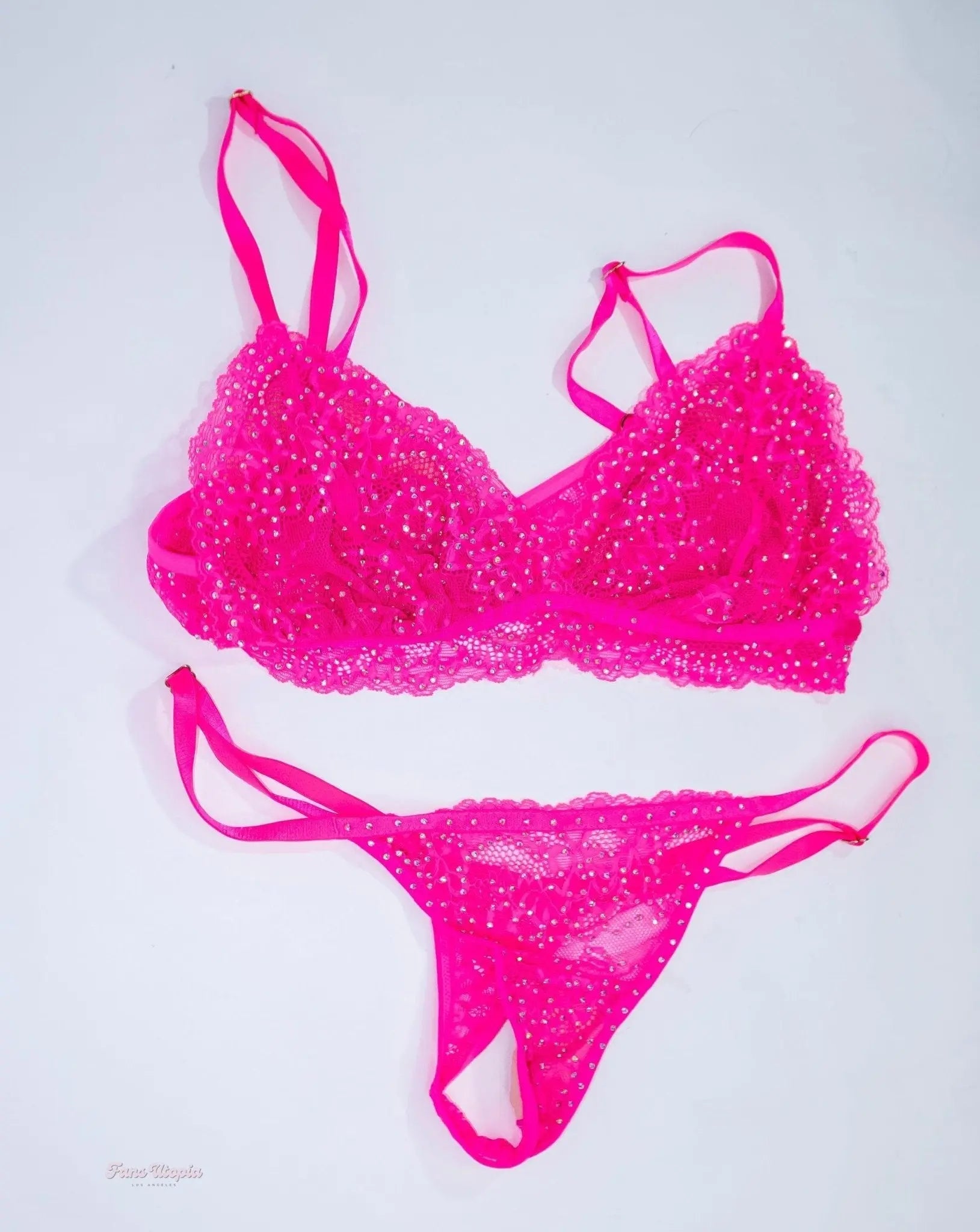 Kiki Klout Hot Pink Lace Bralette & Panties Set Kiki Klout