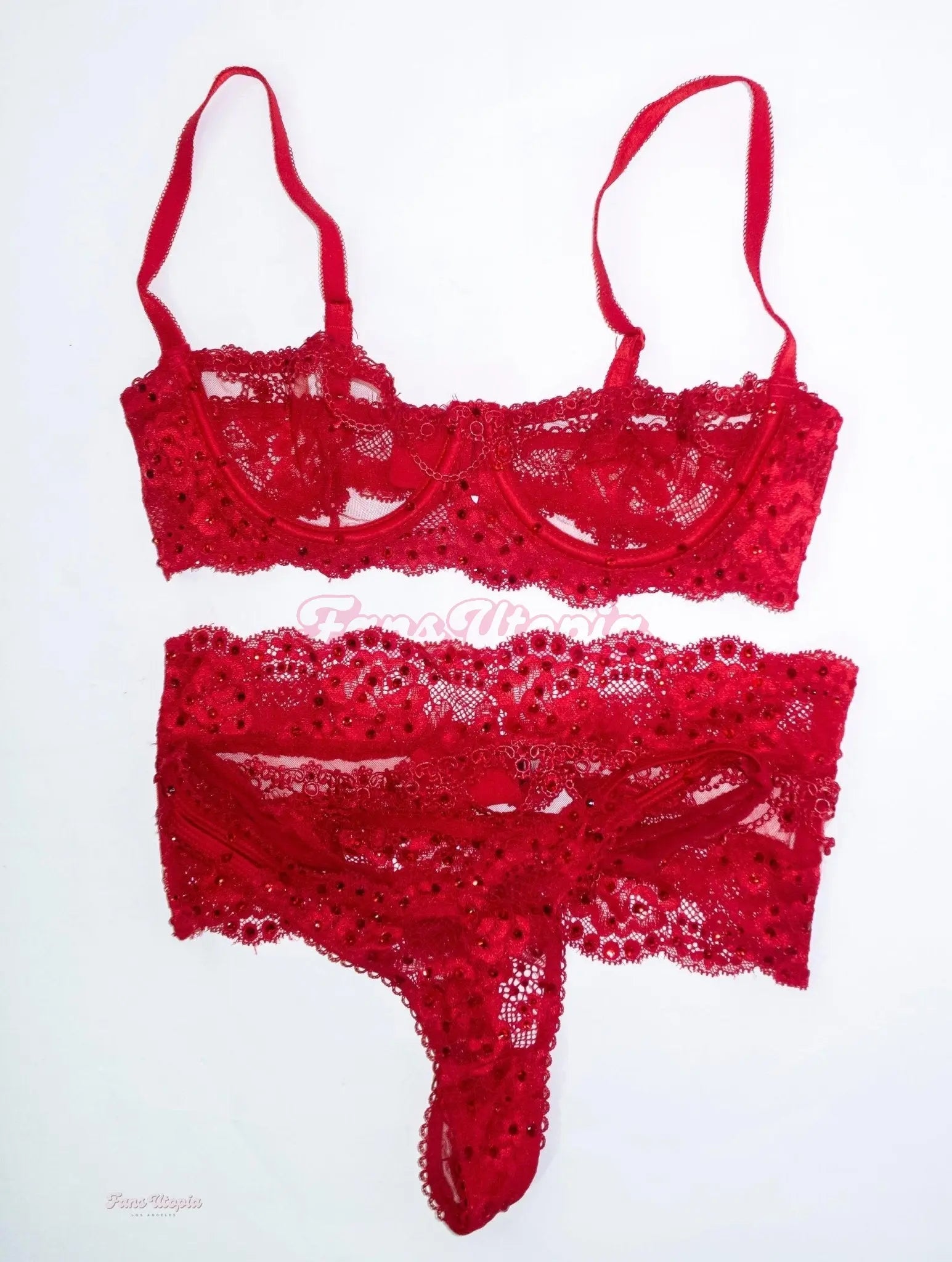 Kiki Klout Red Rhinestoned Lingerie Set Kiki Klout