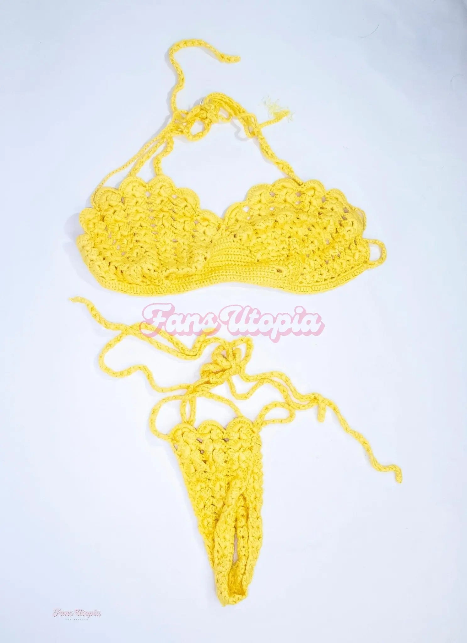 Kiki Klout Yellow Crochet String Bikini Kiki Klout