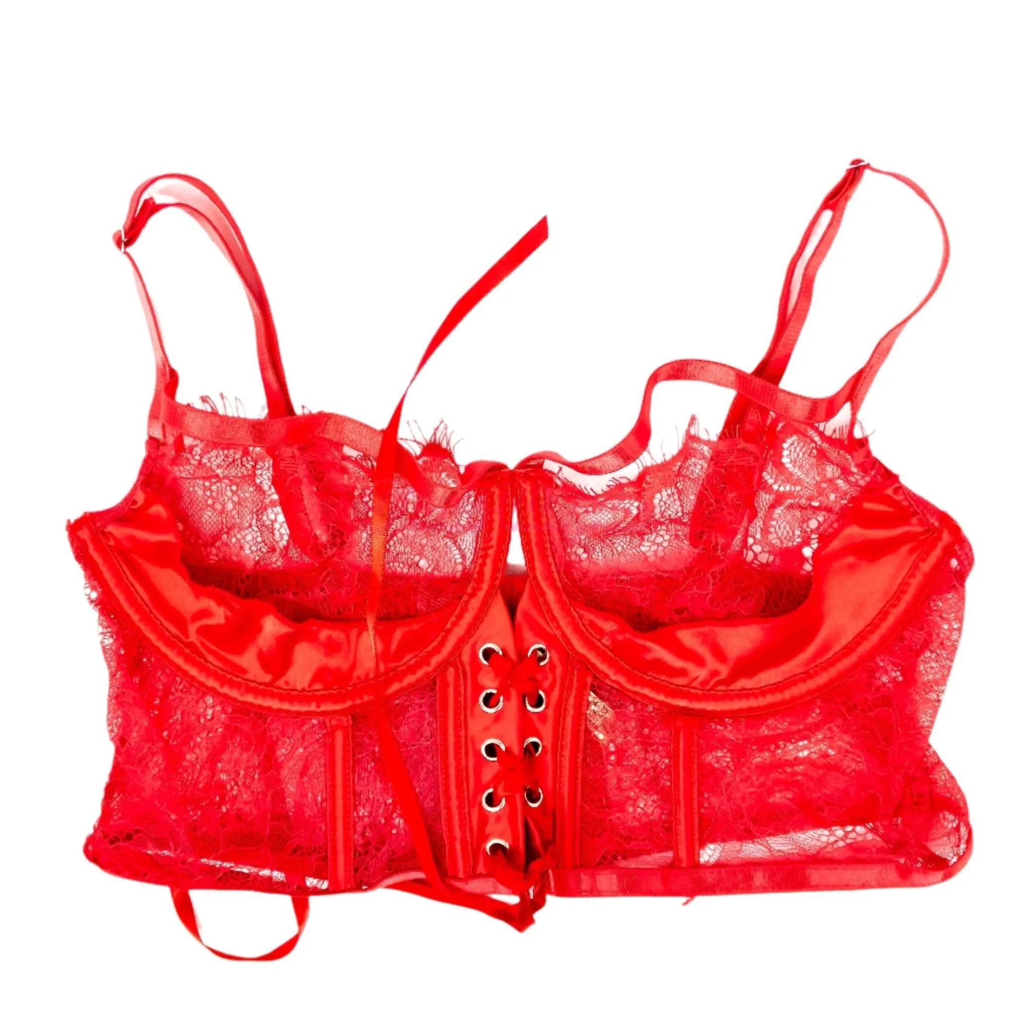 Kylie Rocket Red Lace Bustier Bra Kylie Rocket