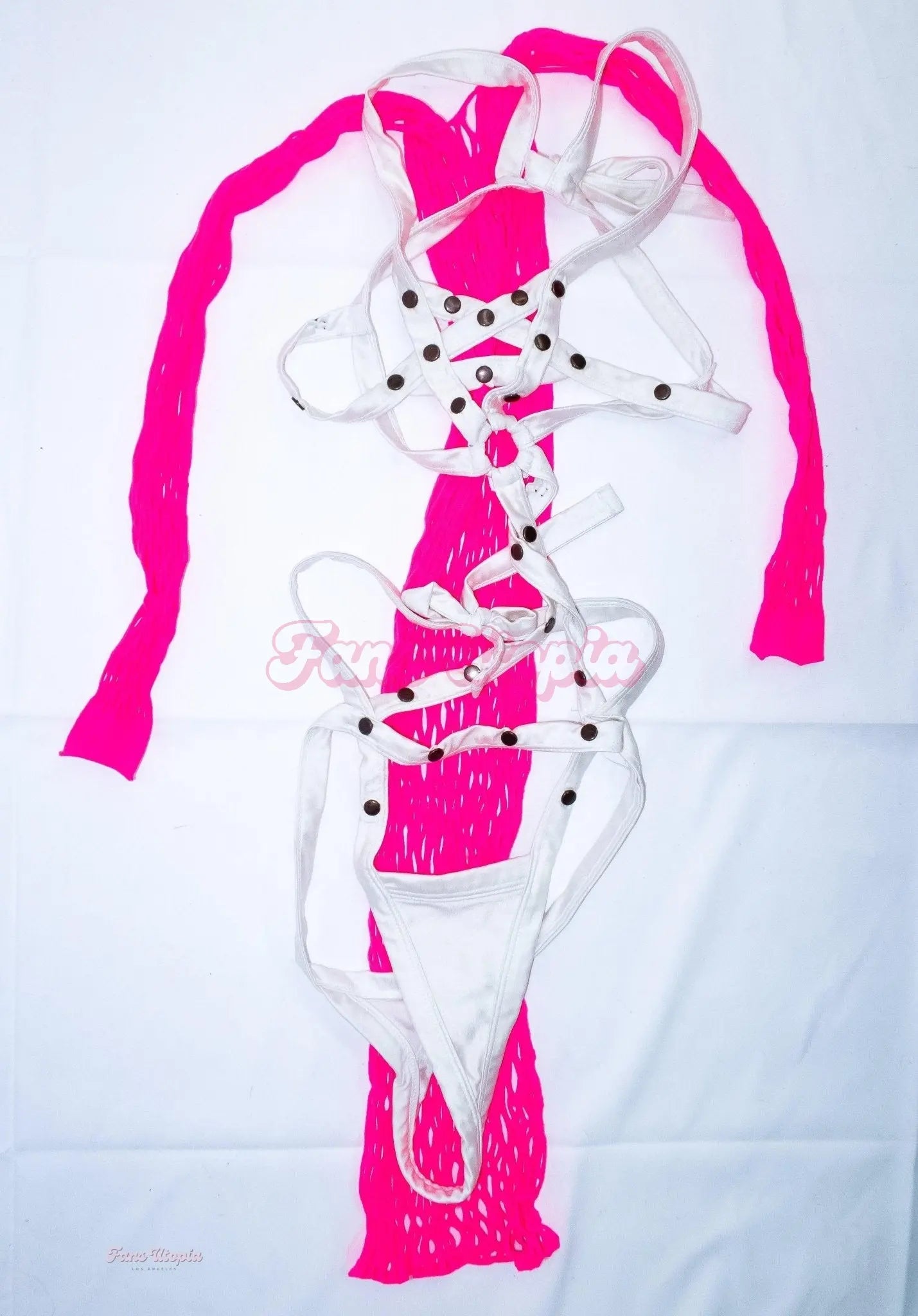 Kylie Rocket White Strappy Bodysuit + Pink Fishnet Bodysuit Kylie Rocket