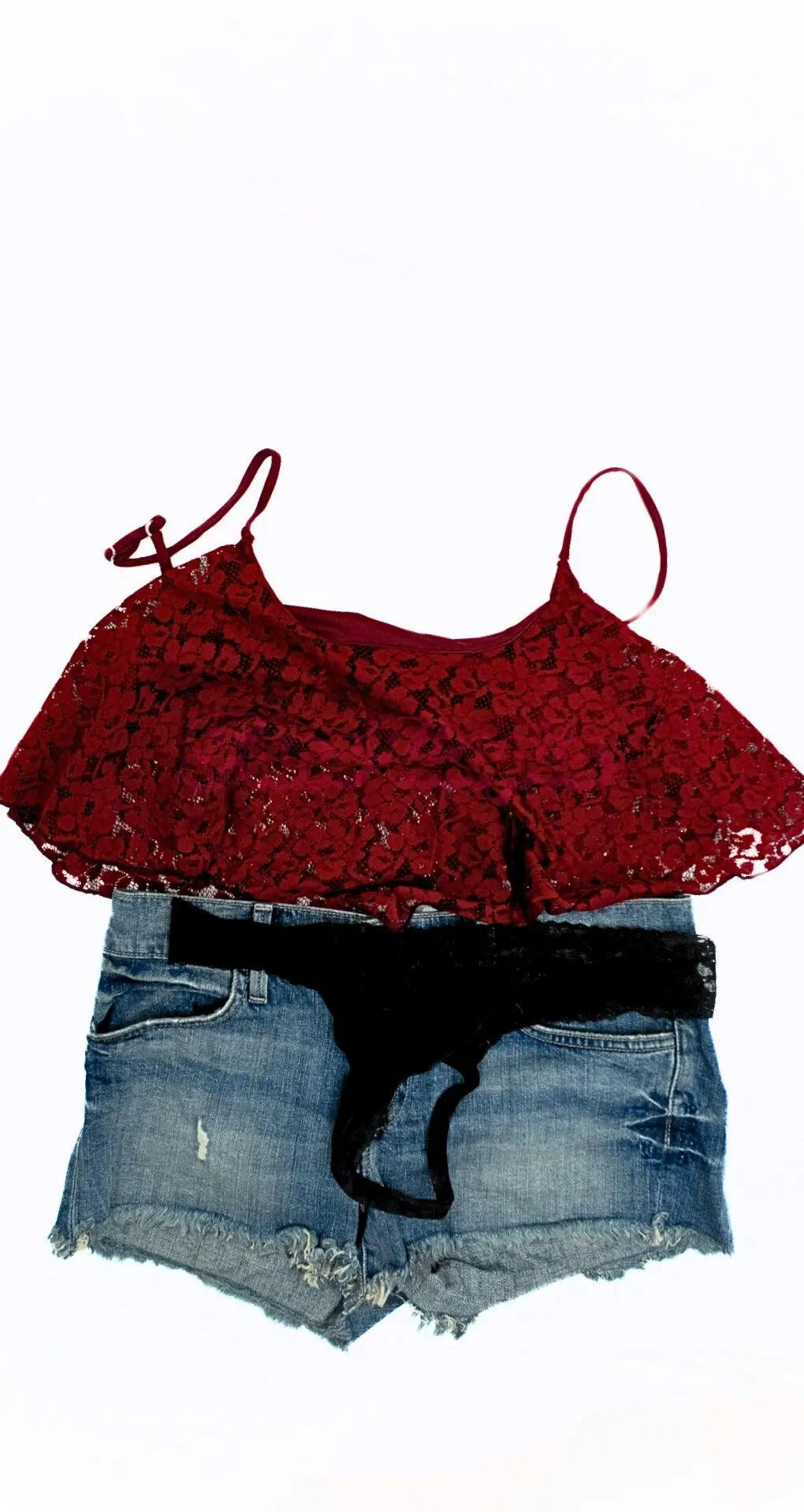 Lauren Phillips Red Lace Top & Short Set Lauren Phillips