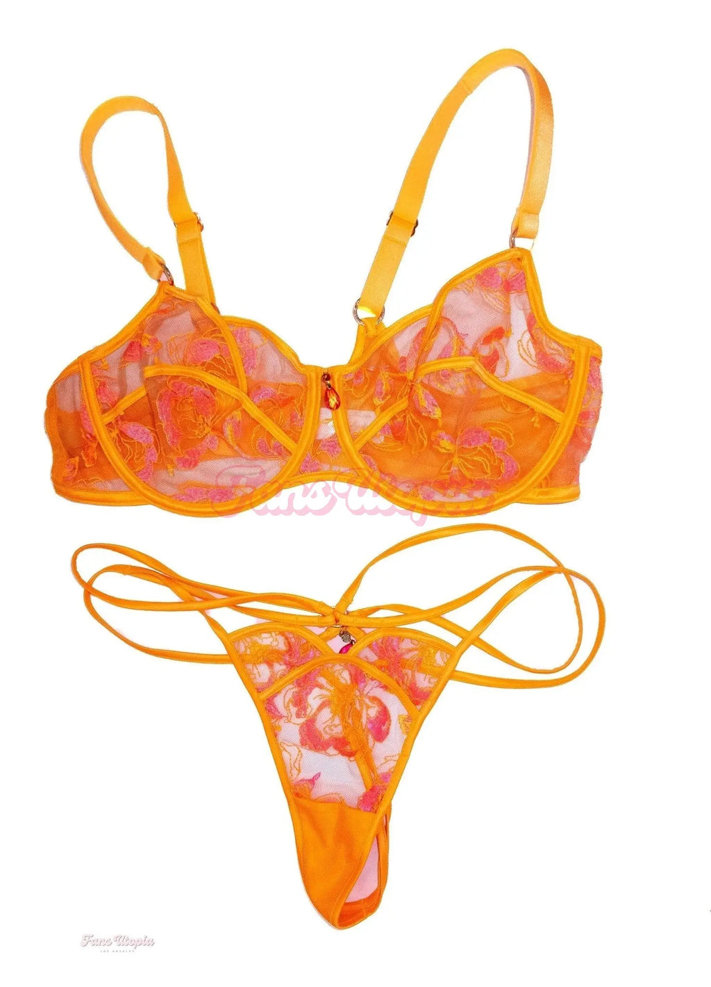 Lena The Plug HB Neon Orange + Pink Bra & Panties Set Lena The Plug