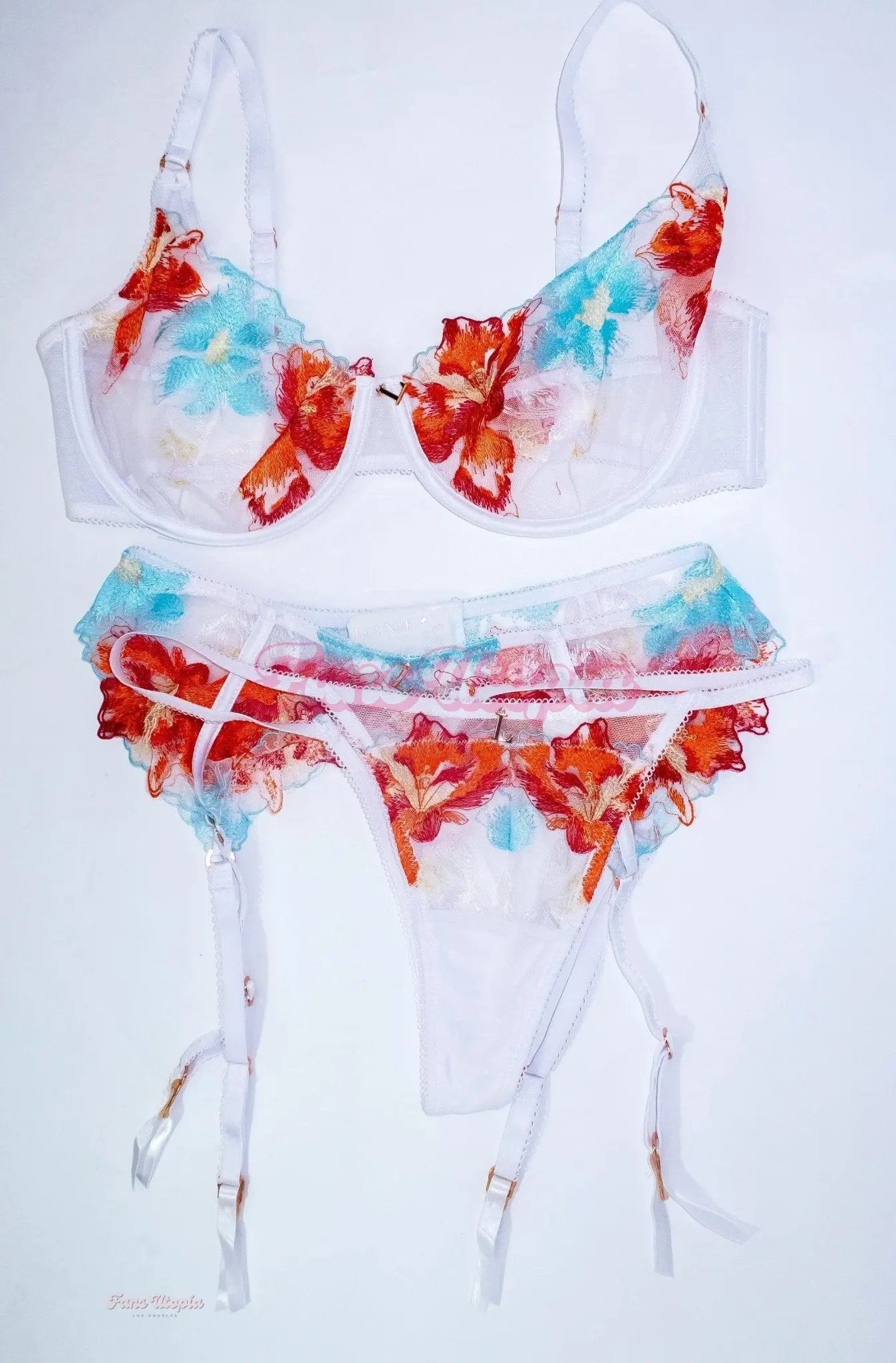 Lena The Plug White Floral Lounge Lingerie Set Lena The Plug