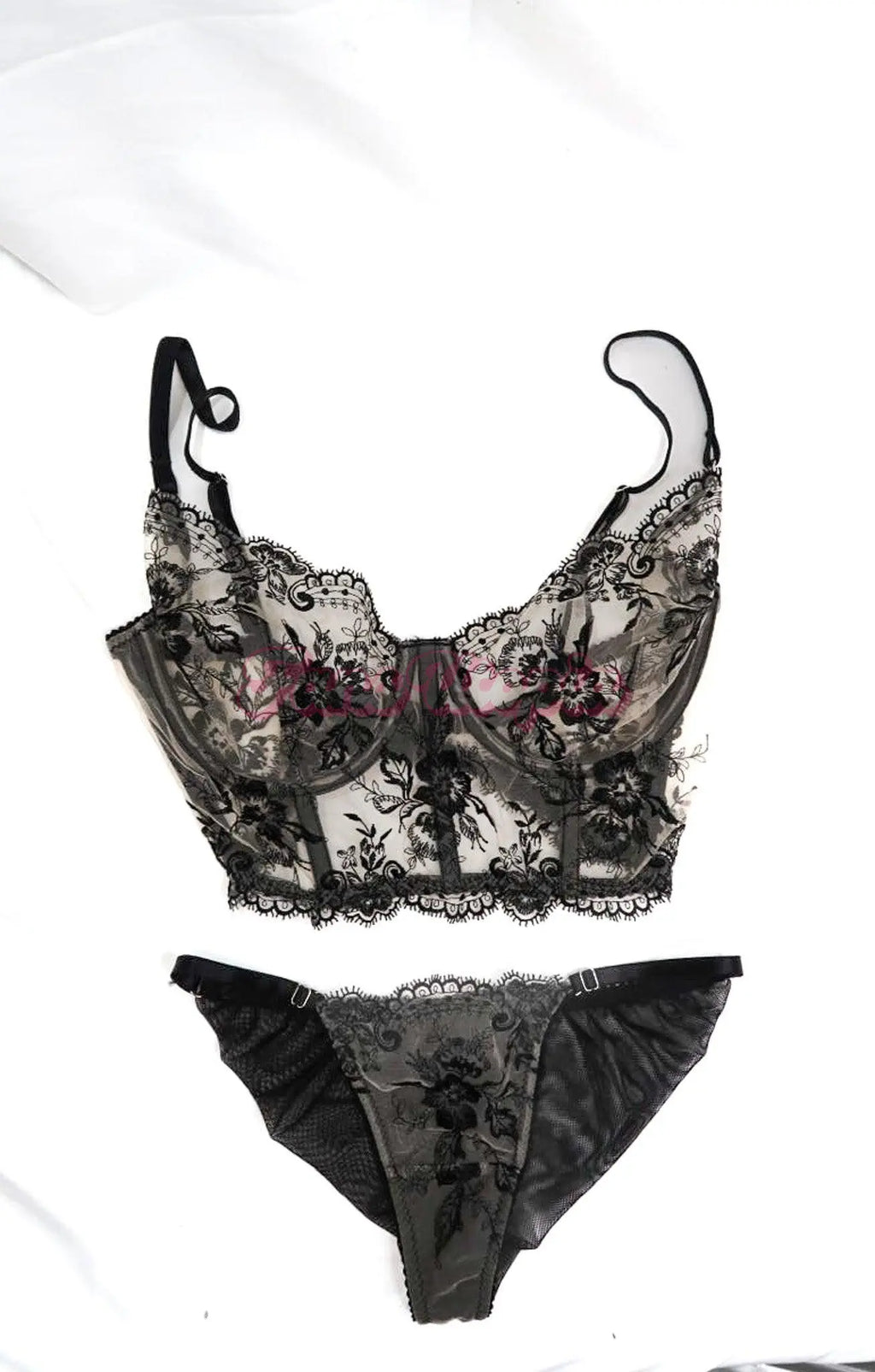 Lena the Plug Black Lace Bustier & Panty Set Lena the Plug